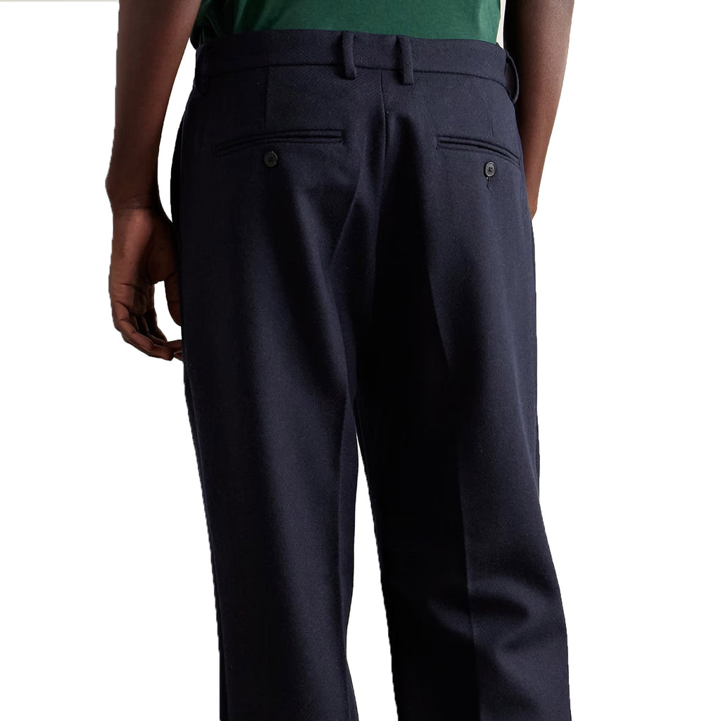 Pleated Wool Trousers - Navy