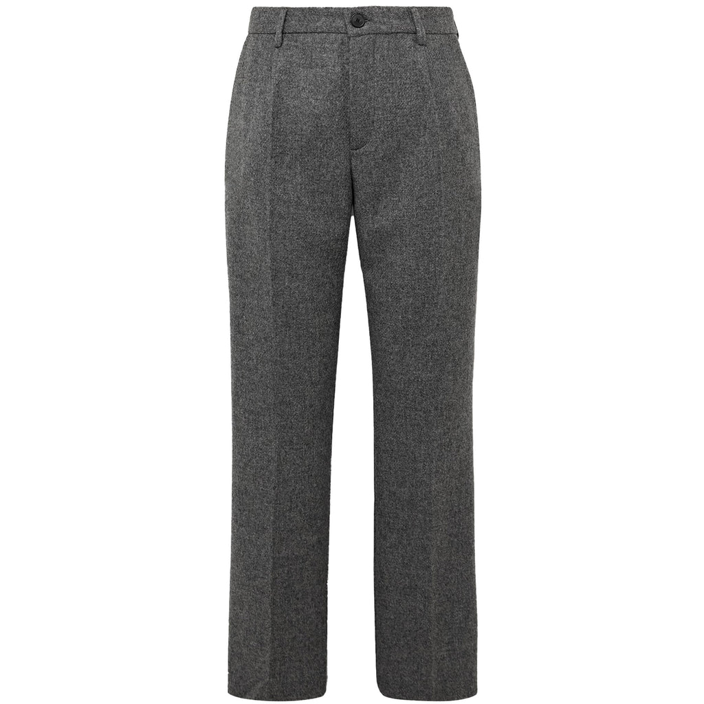 Pleated Wool Trousers - Grey