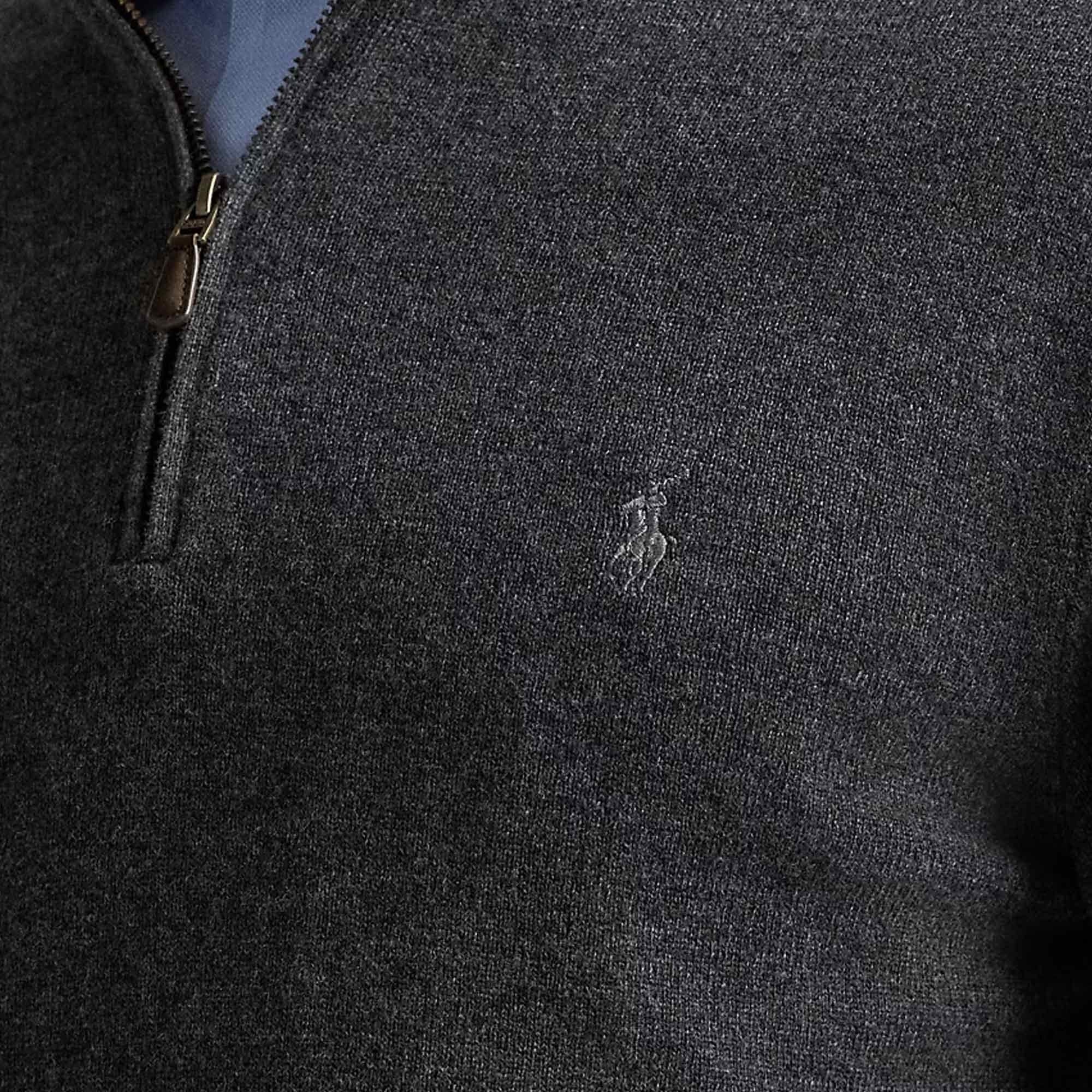 Wool Quarter-Zip Jumper - Charcoal