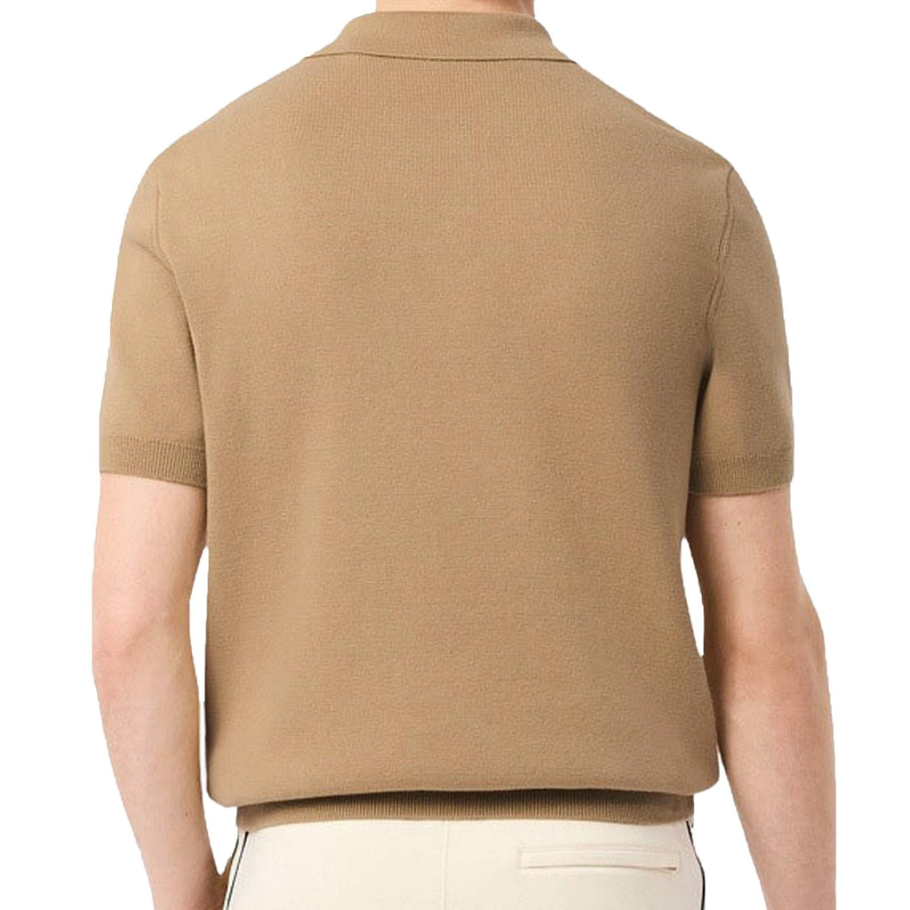 Lacoste Striped Polo Collar Sweater - Beige