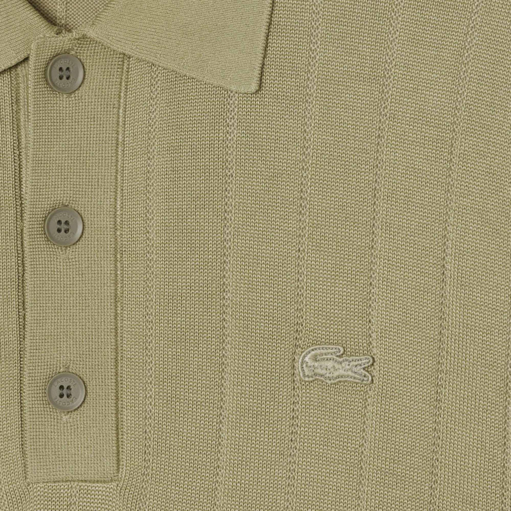 Fluid Ribbed Knit Polo Collar Sweater - Green