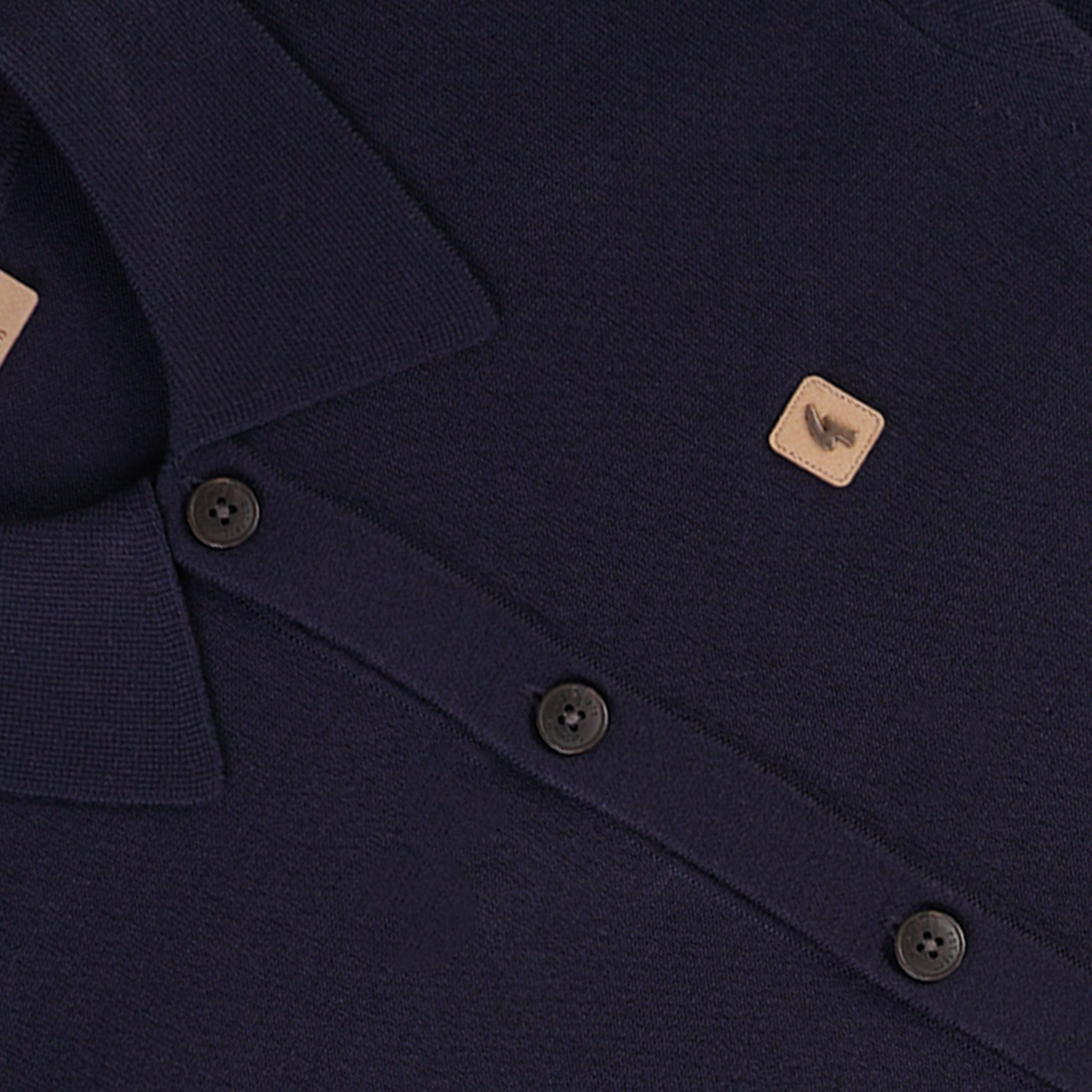 Azima Button Through Polo Shirt - Navy