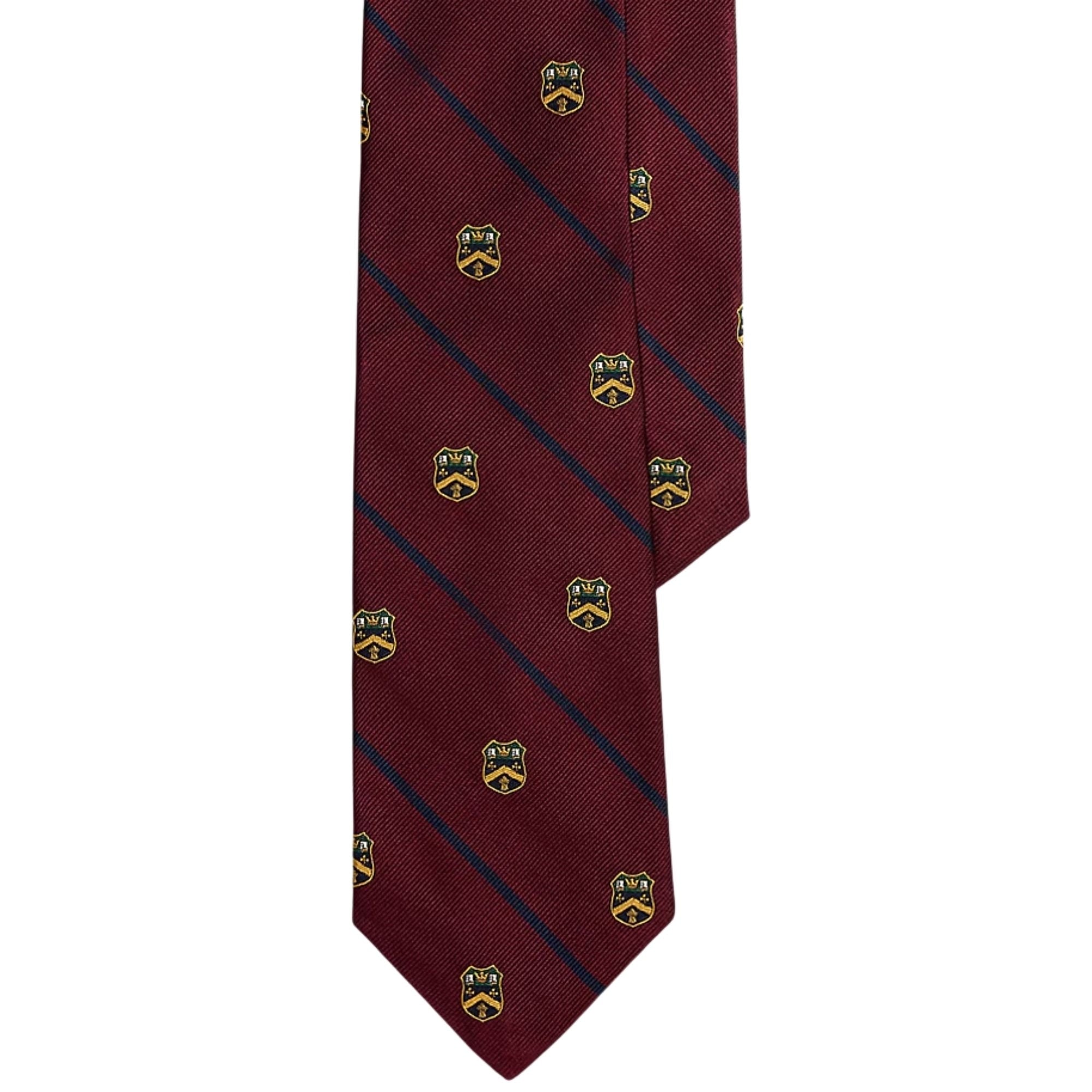 Striped Silk Repp Club Tie - Wine
