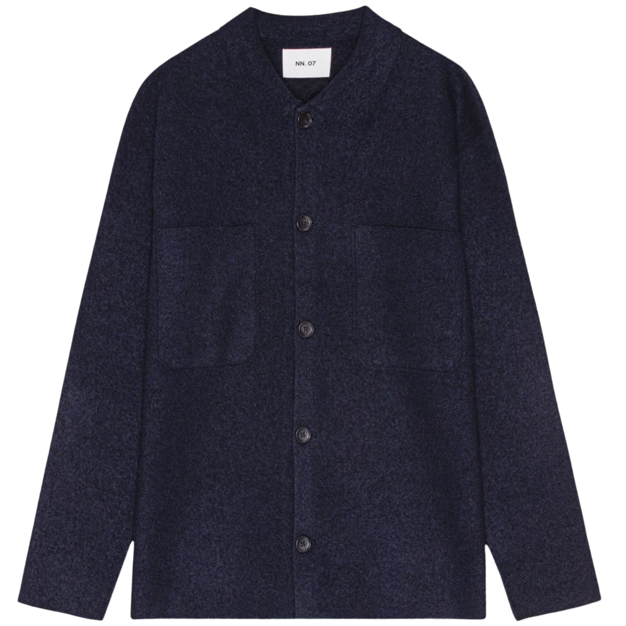 Jonas Boiled Wool Overshirt - Navy Blue