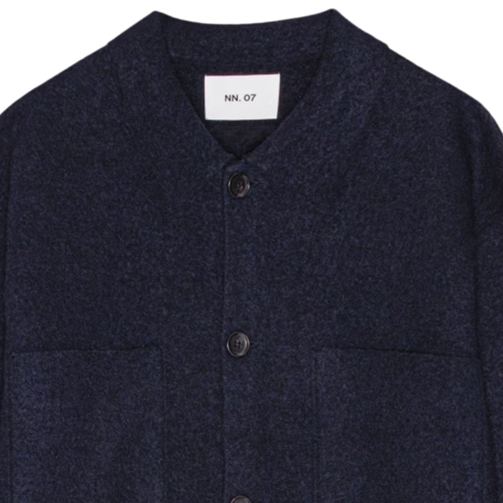 Jonas Boiled Wool Overshirt - Navy Blue