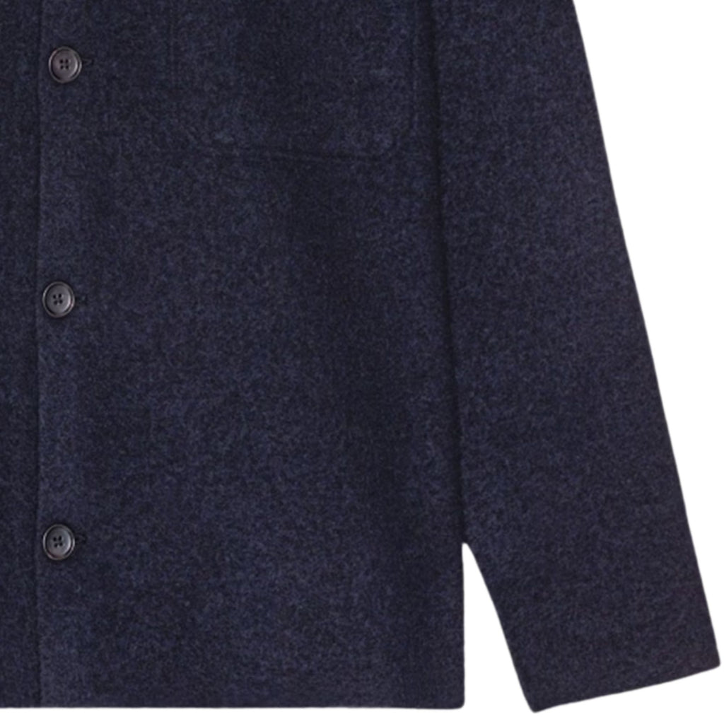 Jonas Boiled Wool Overshirt - Navy Blue