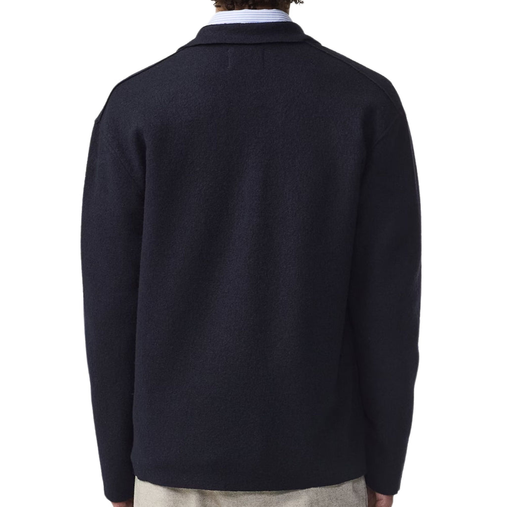 Jonas Boiled Wool Overshirt - Navy Blue