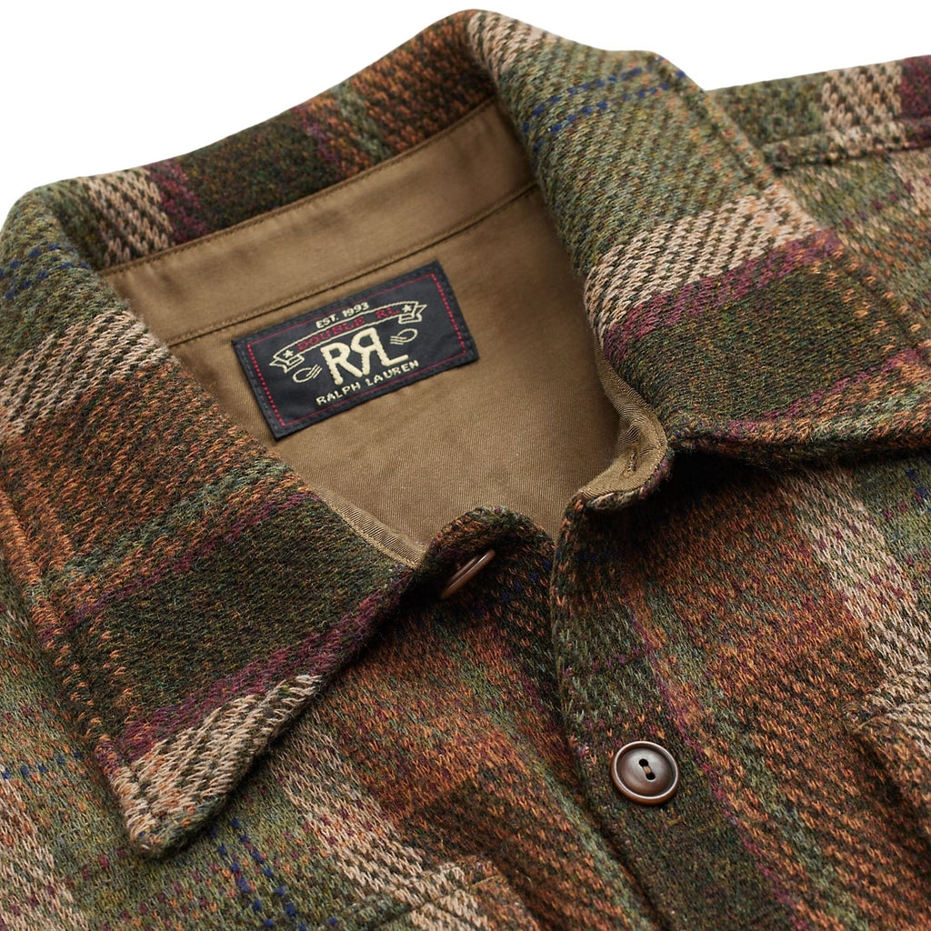 Plaid Wool-Cashmere Workshirt Jumper - Olive Multi