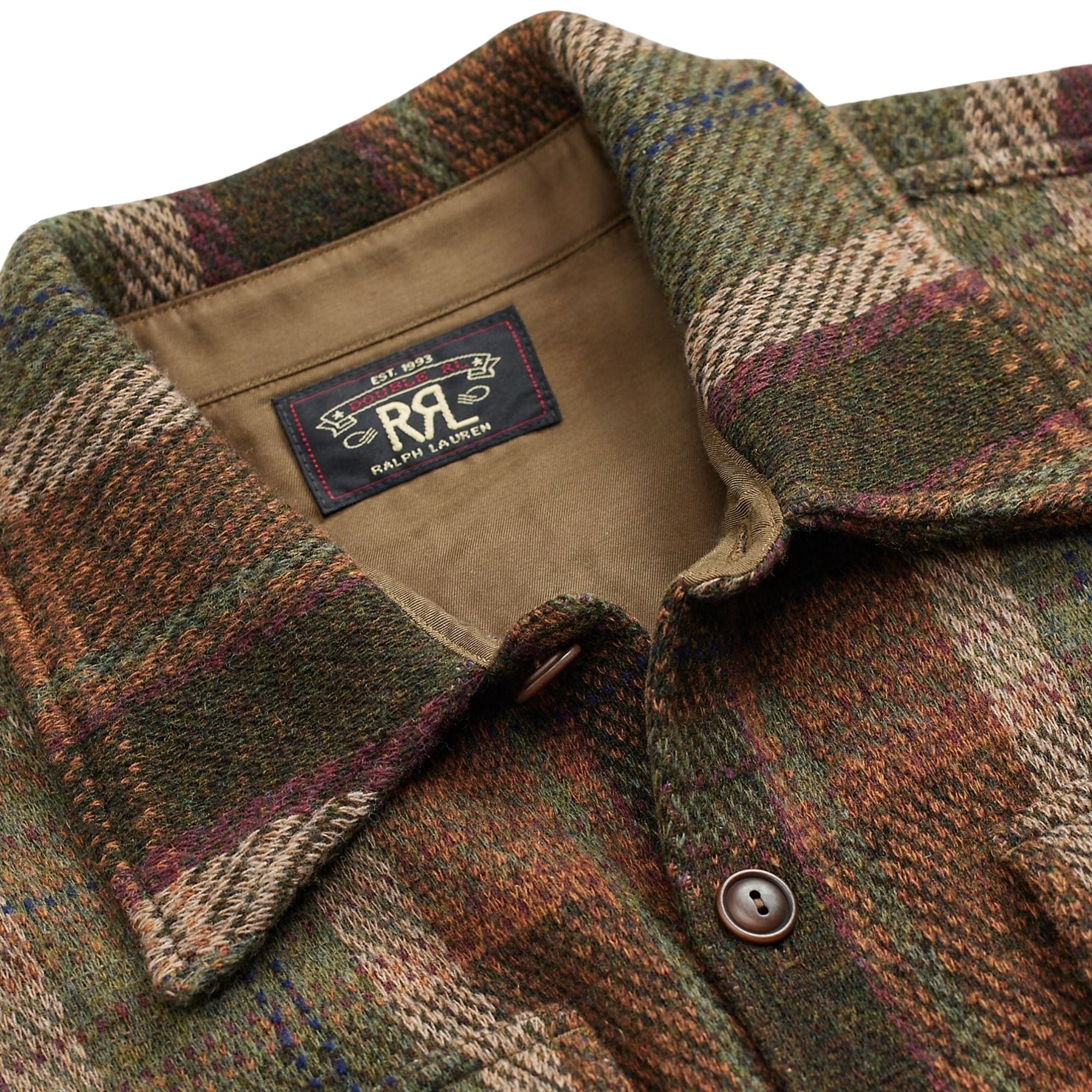 Plaid Wool-Cashmere Workshirt Jumper - Olive Multi