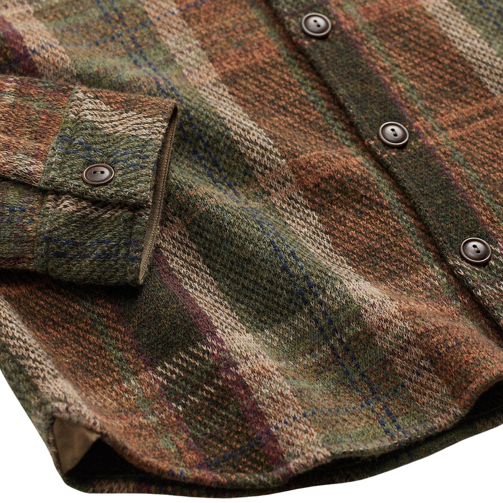 Plaid Wool-Cashmere Workshirt Jumper - Olive Multi