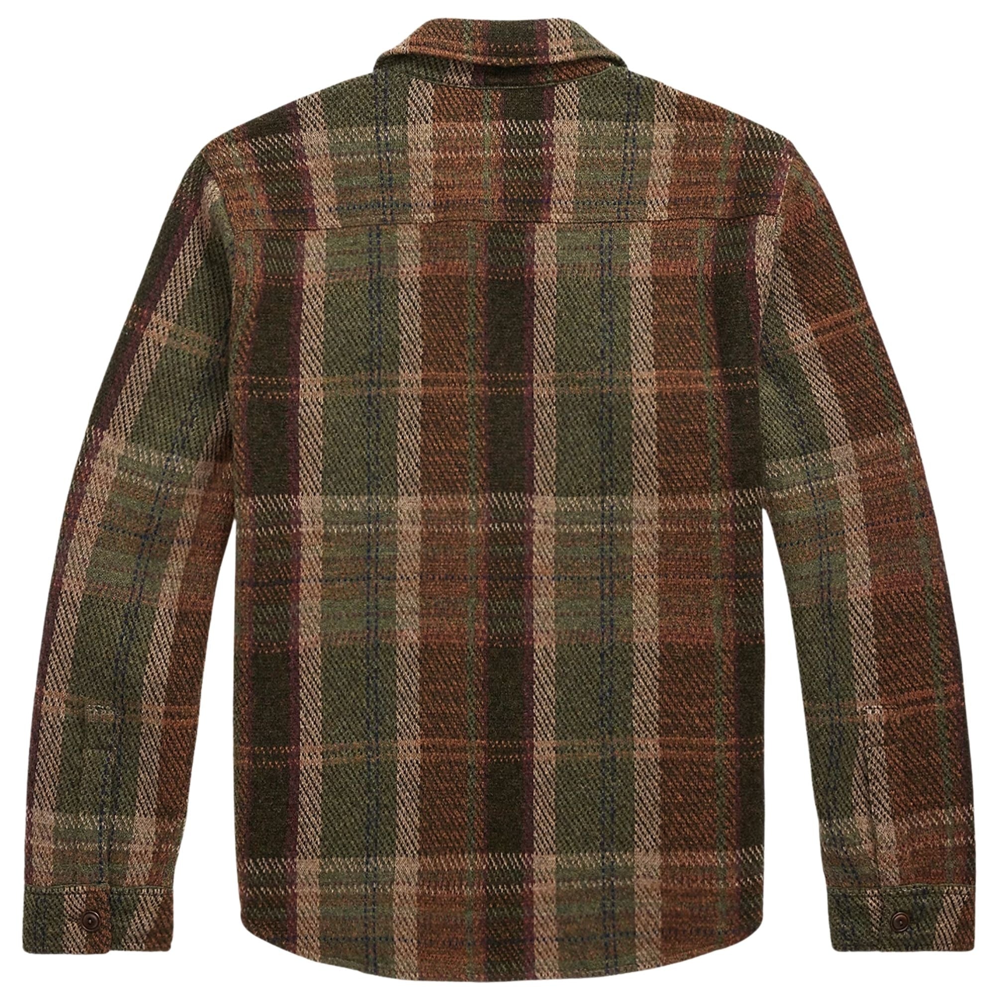 Plaid Wool-Cashmere Workshirt Jumper - Olive Multi
