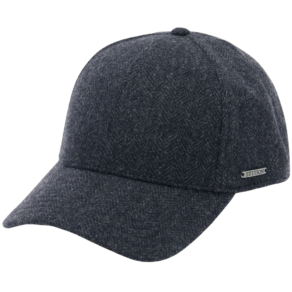 Wool Herringbone Baseball Cap - Dark Grey