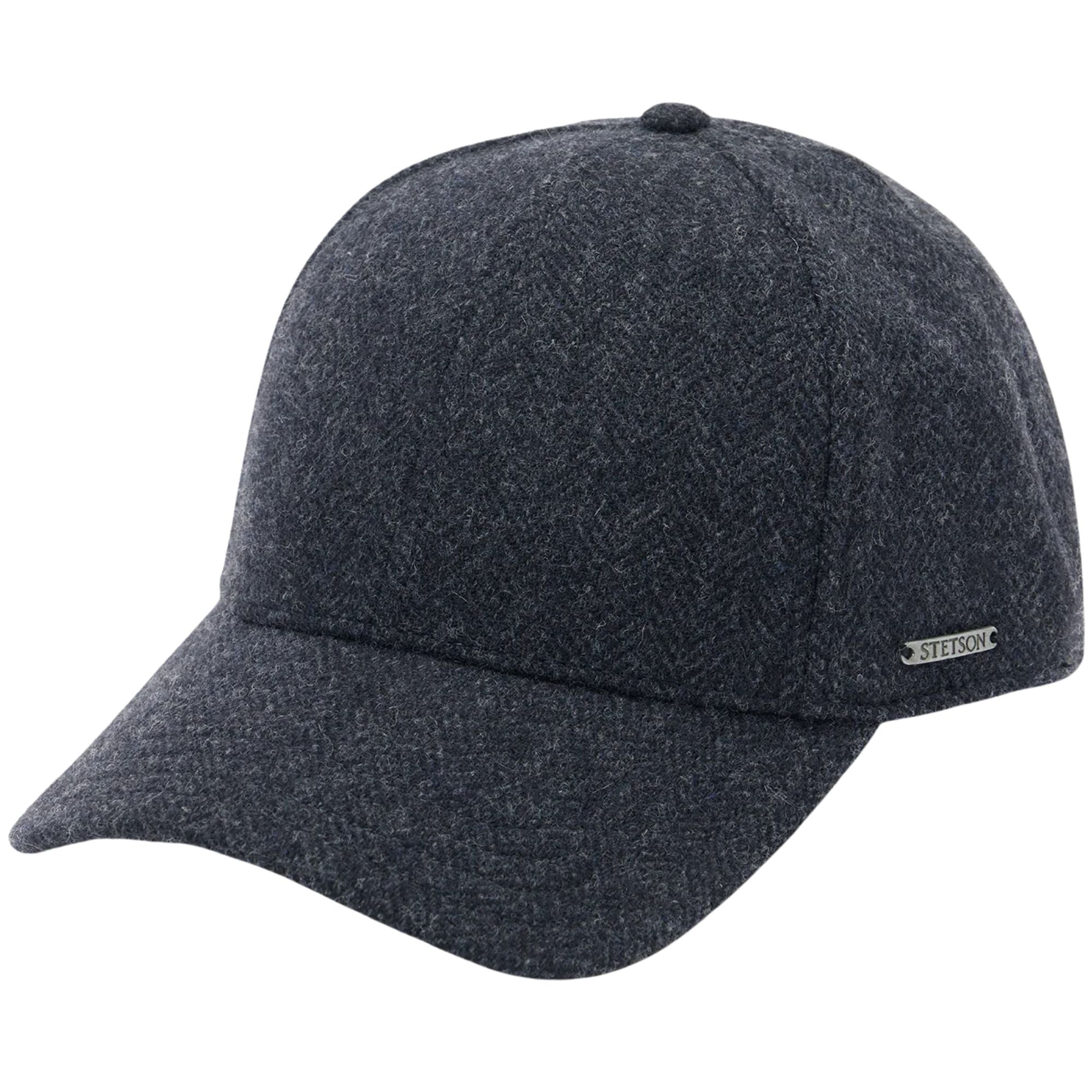 Wool Herringbone Baseball Cap - Dark Grey