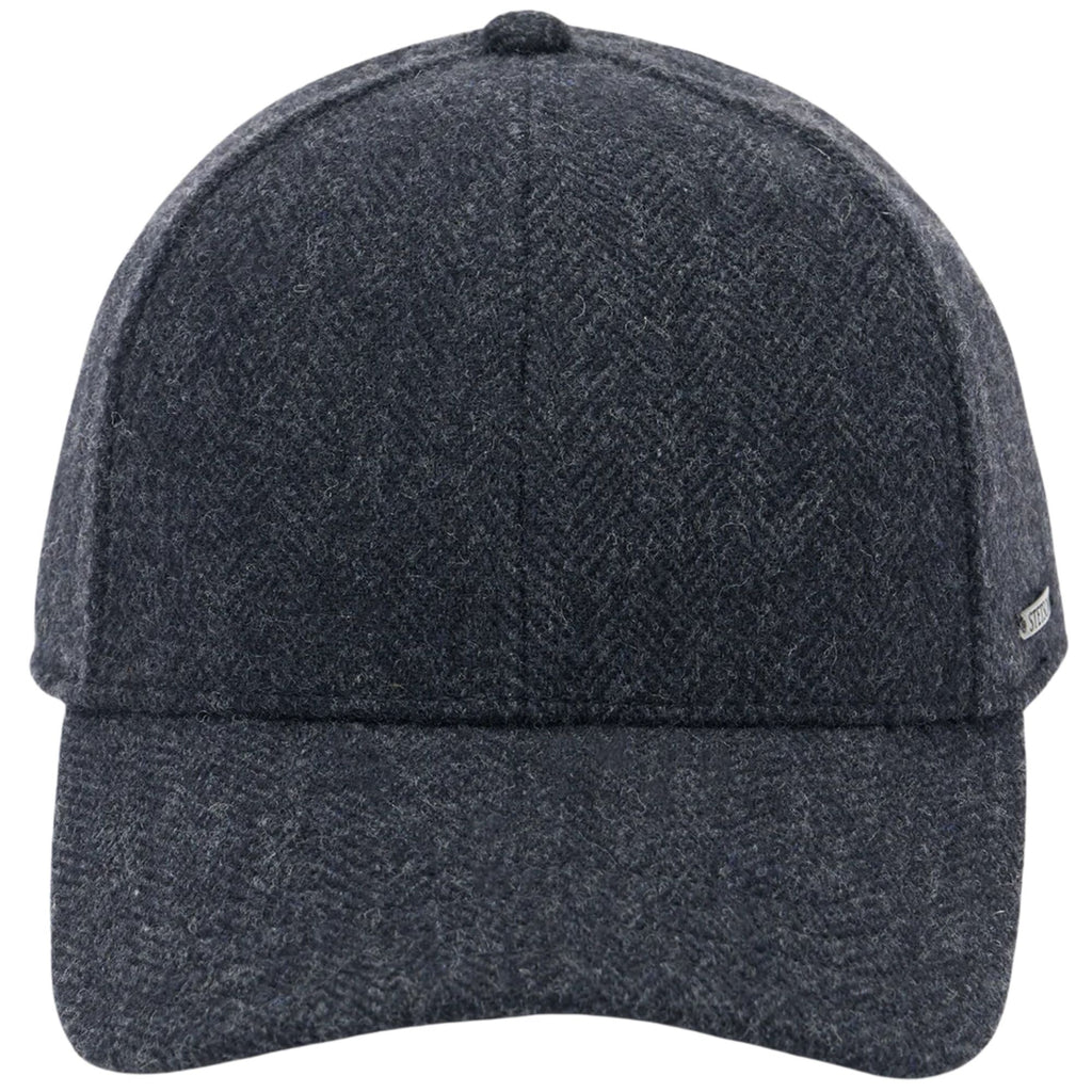 Wool Herringbone Baseball Cap - Dark Grey