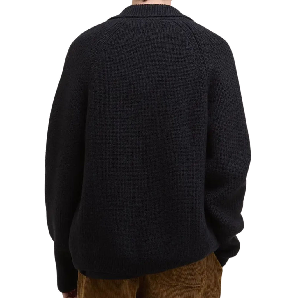 Garthman Knitted Zip-Up Jumper - Black