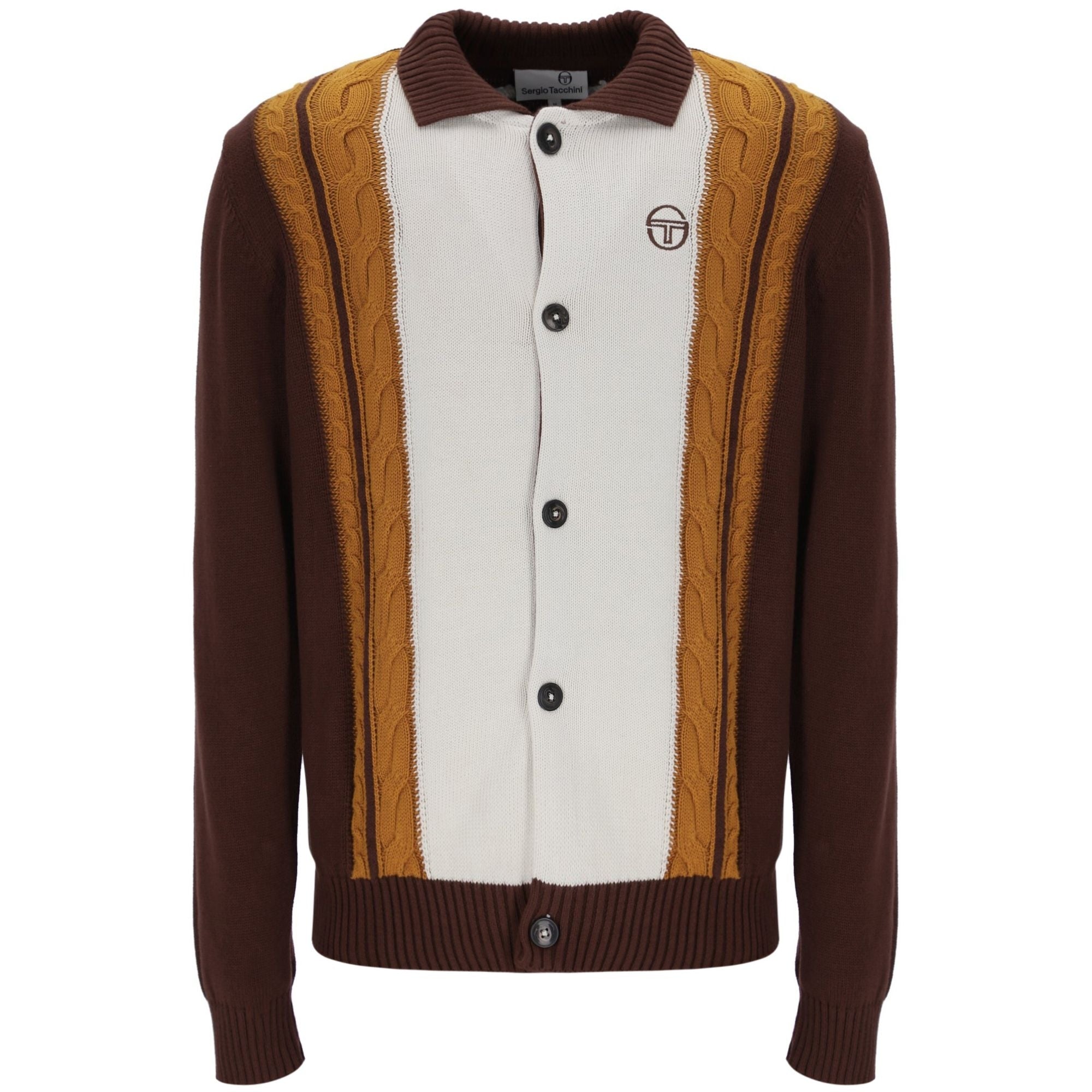 Sergio Tacchini Bruni Knit Cardigan - Chocolate/Pumpkin