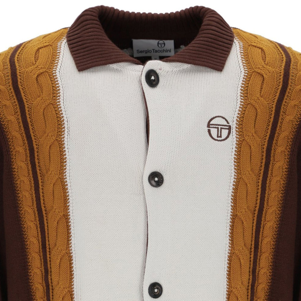 Sergio Tacchini Bruni Knit Cardigan - Chocolate/Pumpkin