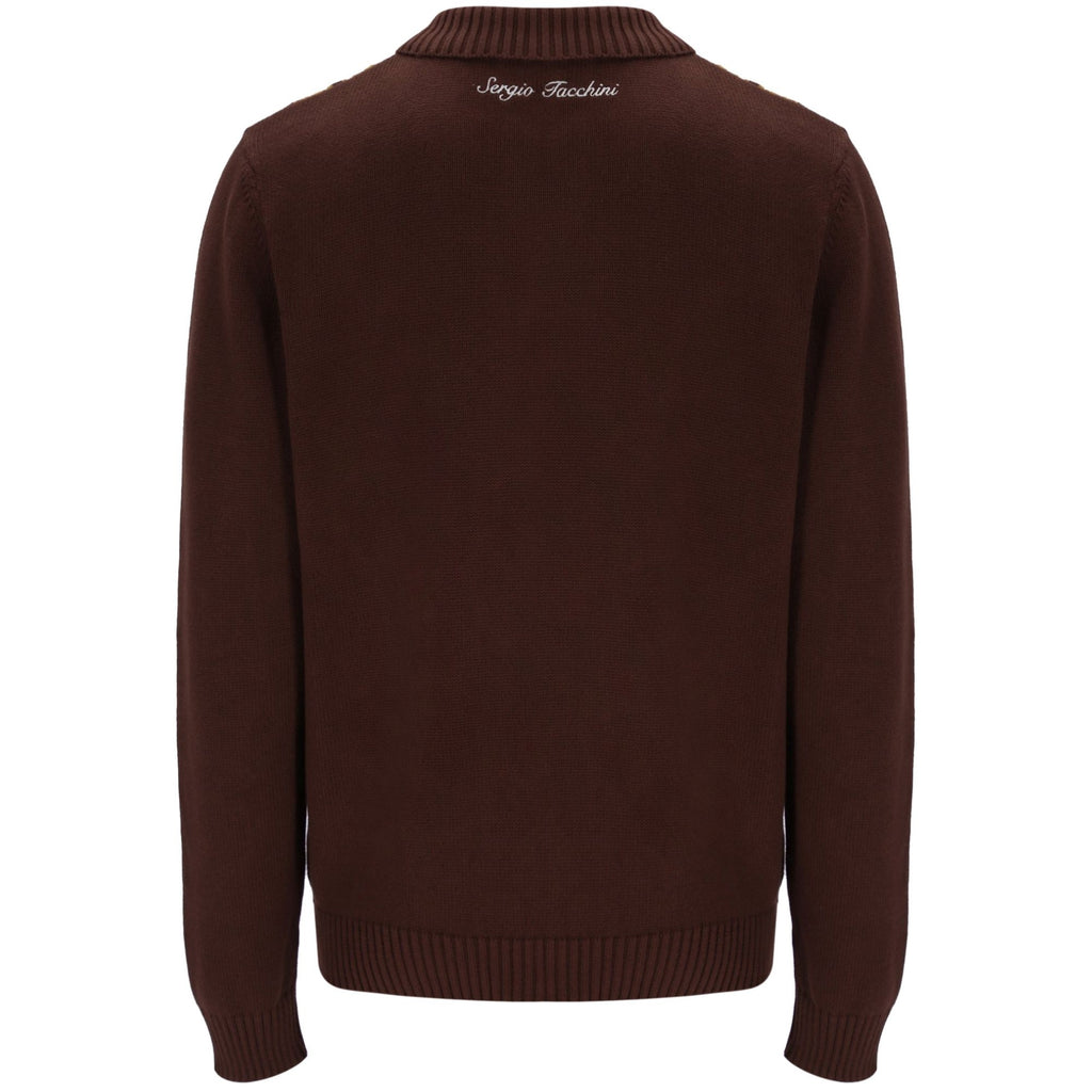 Sergio Tacchini Bruni Knit Cardigan - Chocolate/Pumpkin