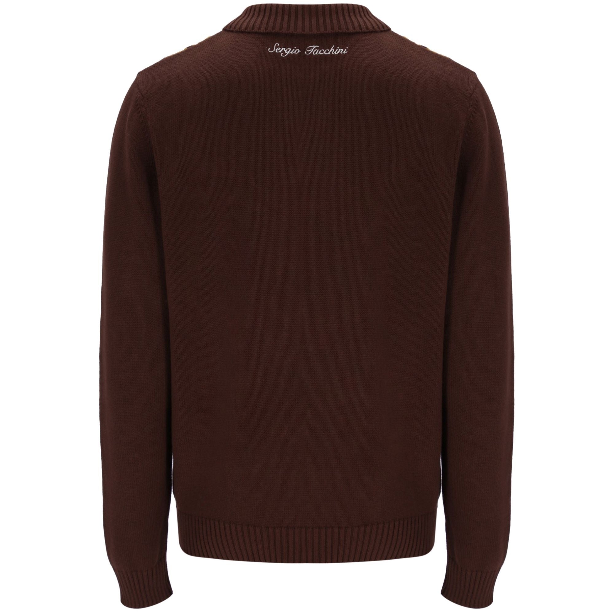 Sergio Tacchini Bruni Knit Cardigan - Chocolate/Pumpkin