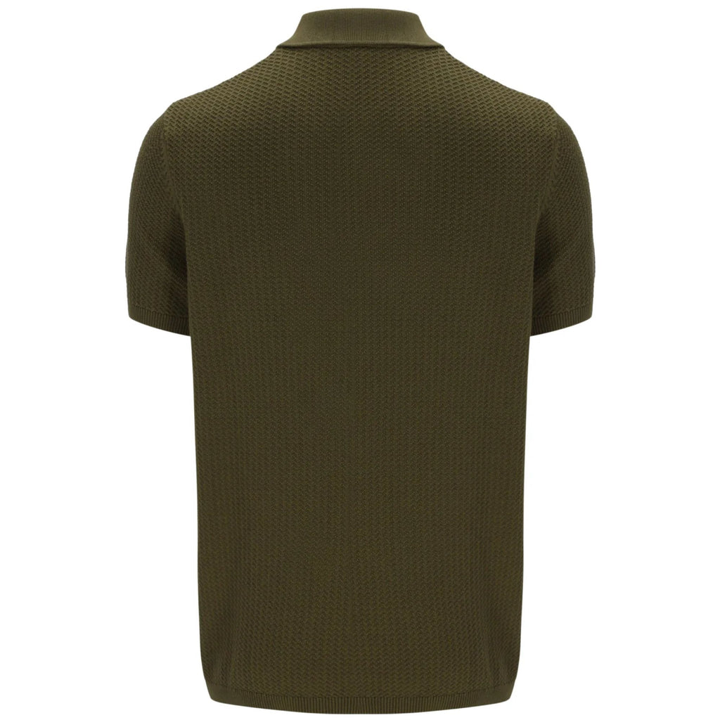 Fila Vintage Sander Textured Knit Polo Shirt - Dark Olive