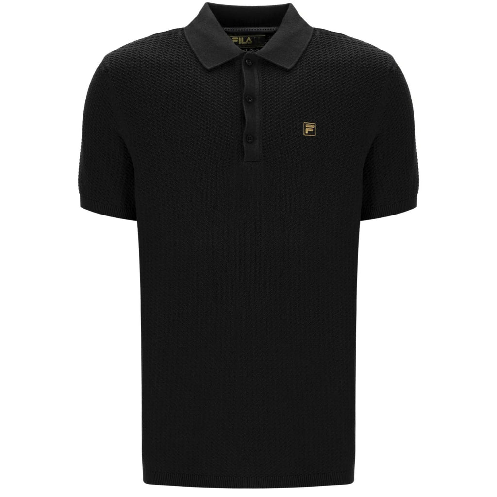 Fila Vintage Sander Textured Knit Polo Shirt - Black