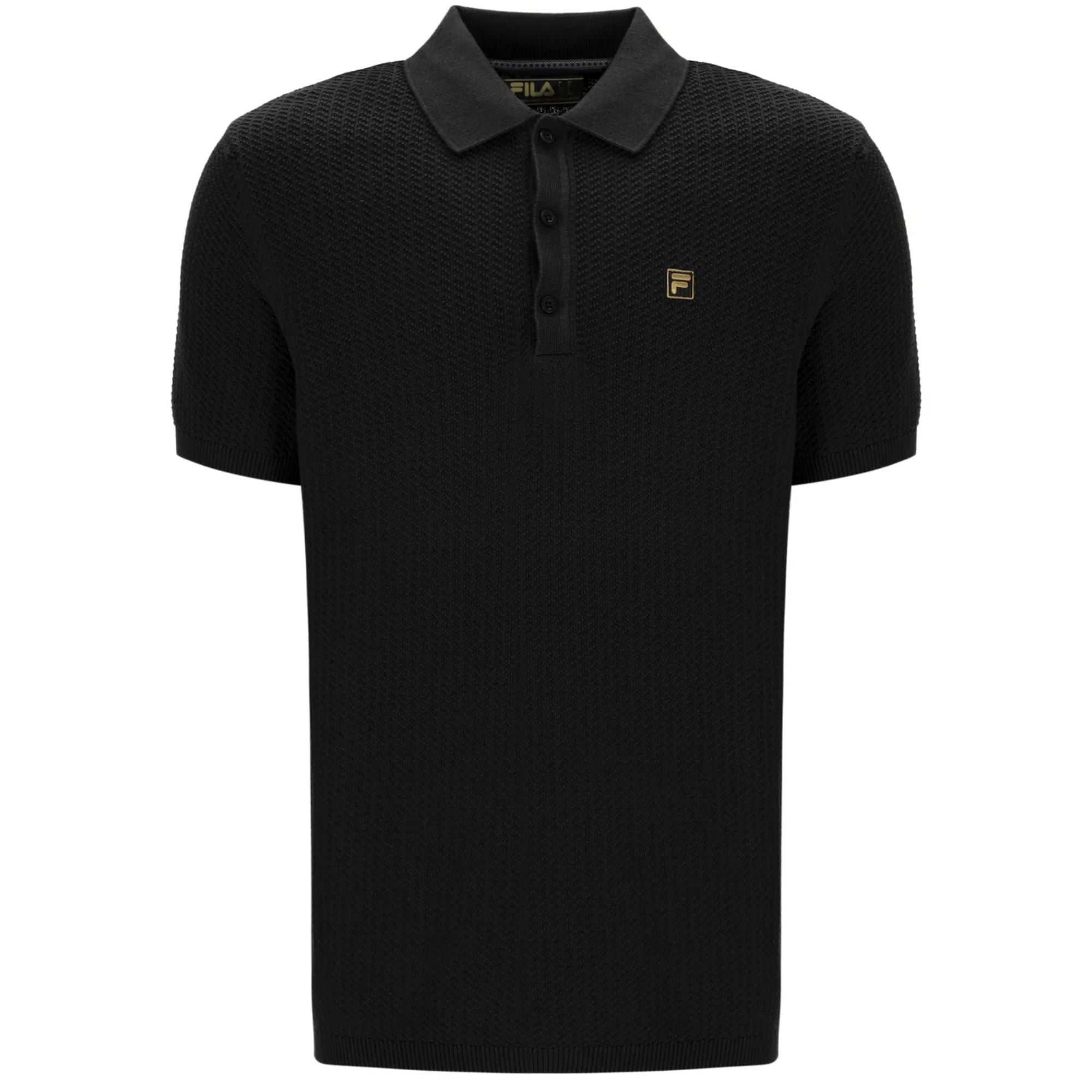 Fila Vintage Sander Textured Knit Polo Shirt - Black