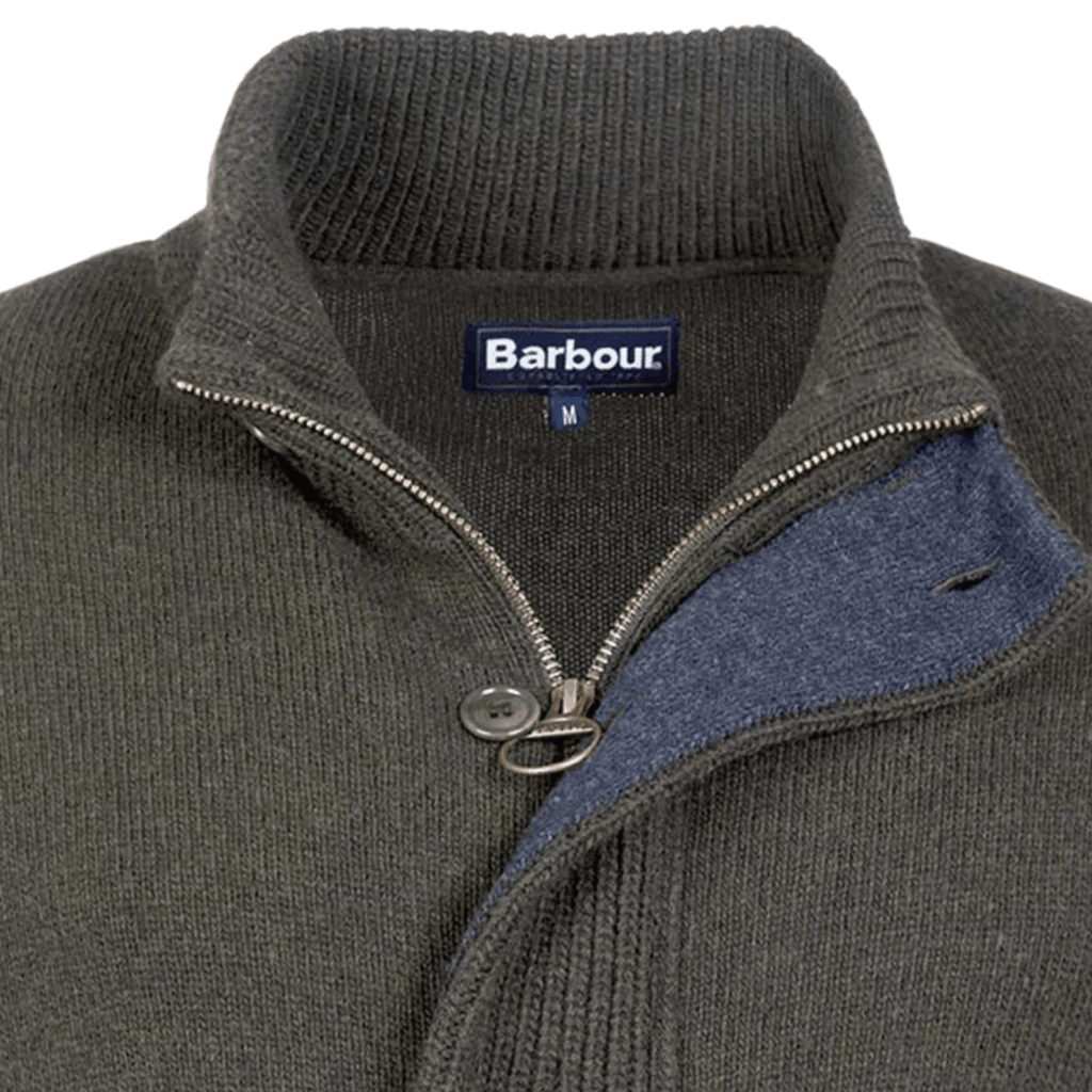 Barbour Elbow-Patch Cardigan - Seaweed