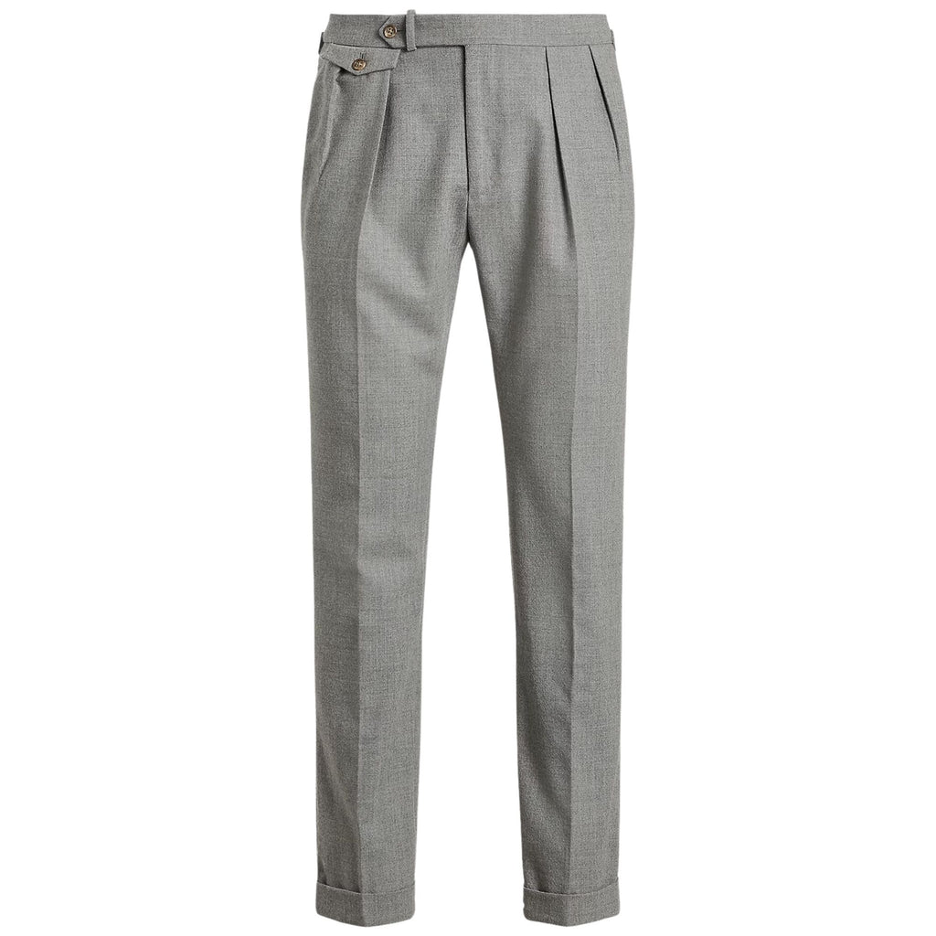 Pleated Wool Flannel Trouser - Grey