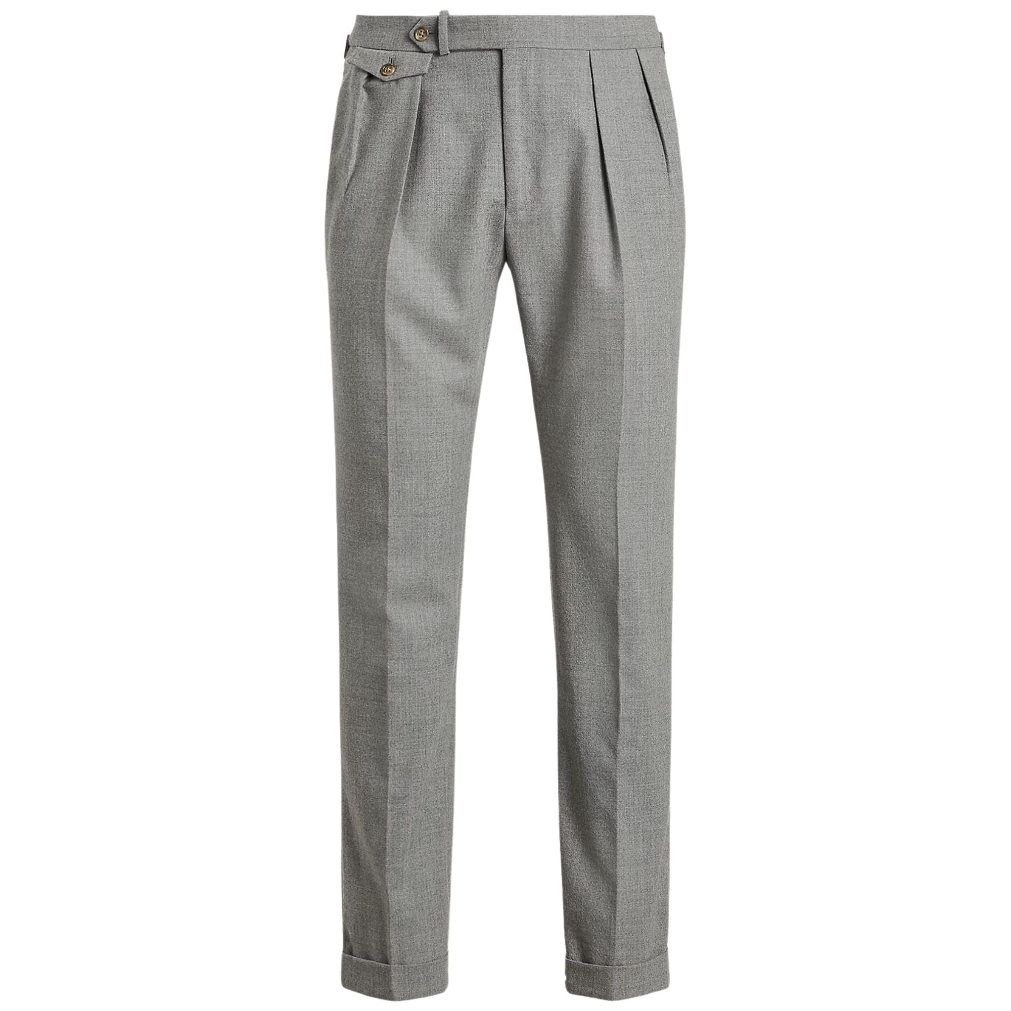 Pleated Wool Flannel Trouser - Grey