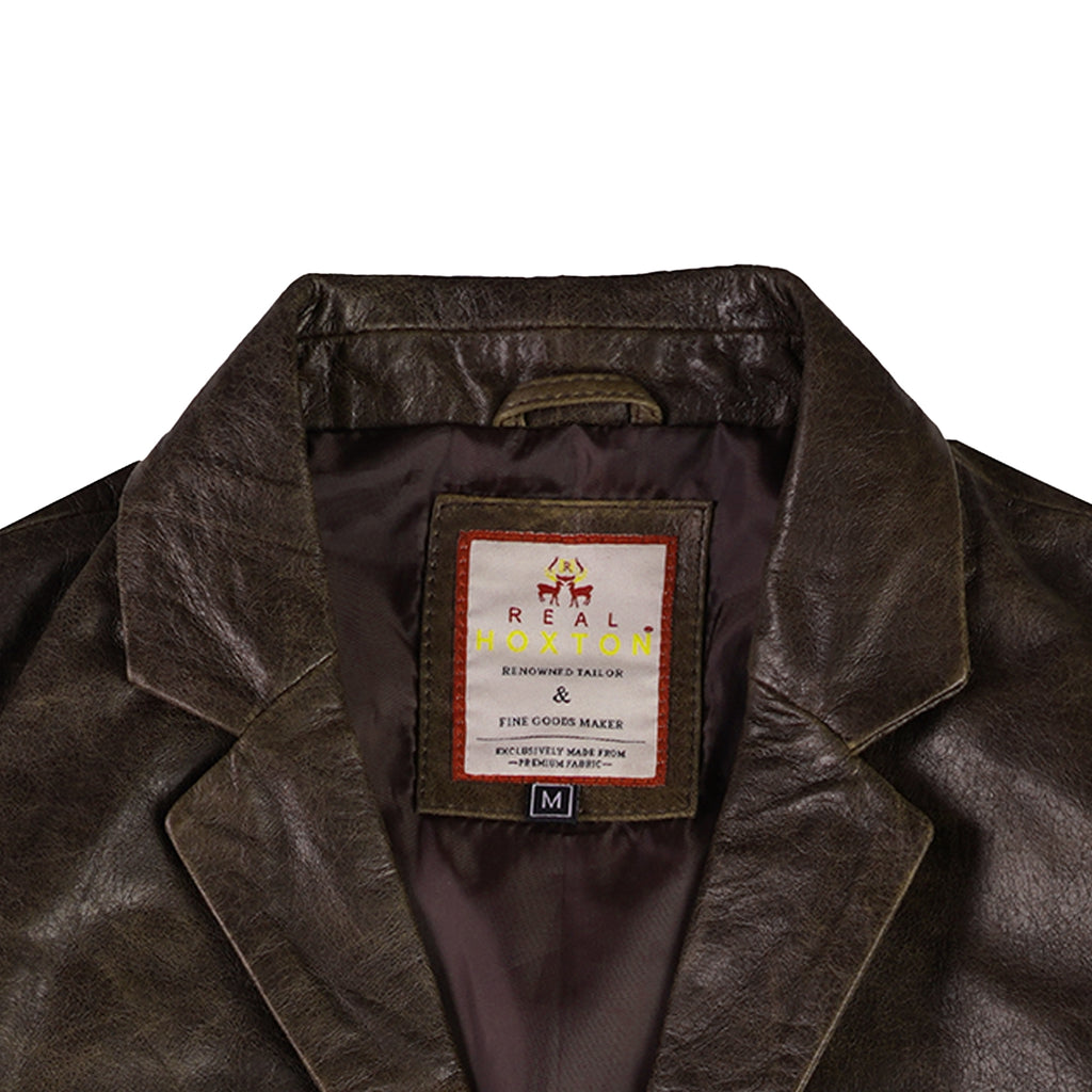 Leather Blazer Jacket - Timber Brown