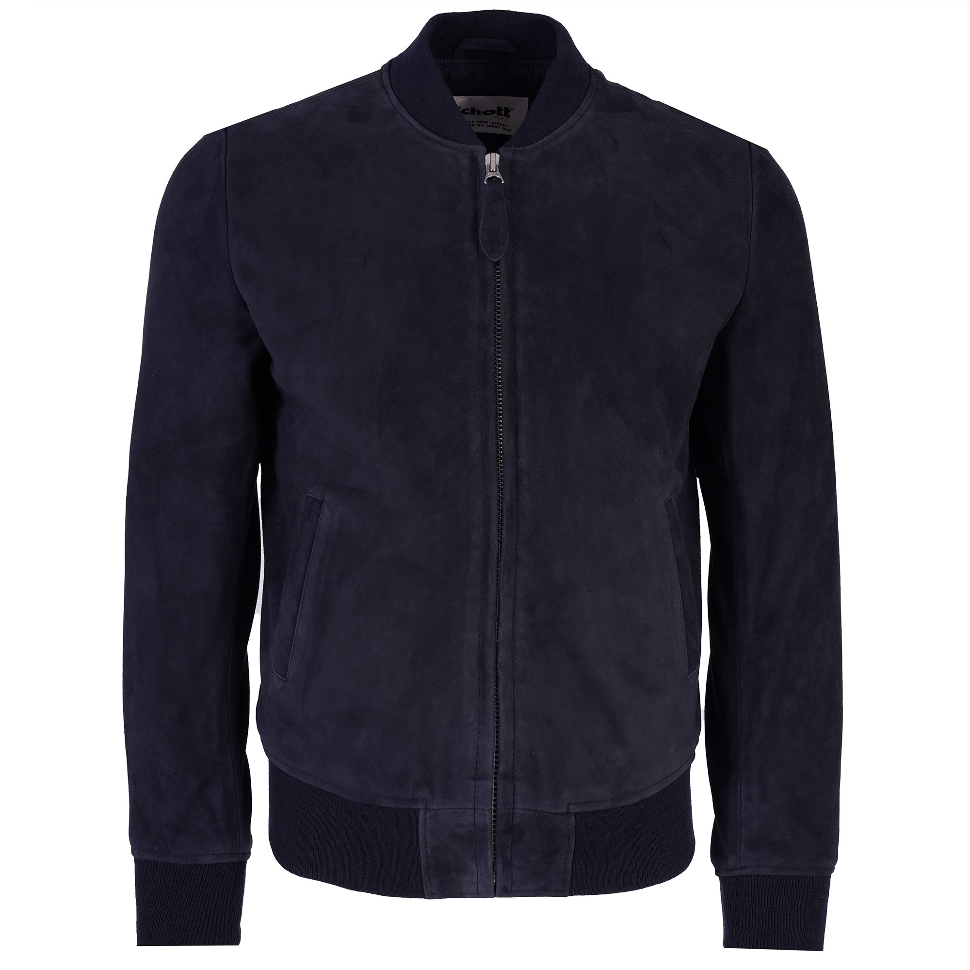 Suede Bomber Jacket - Navy