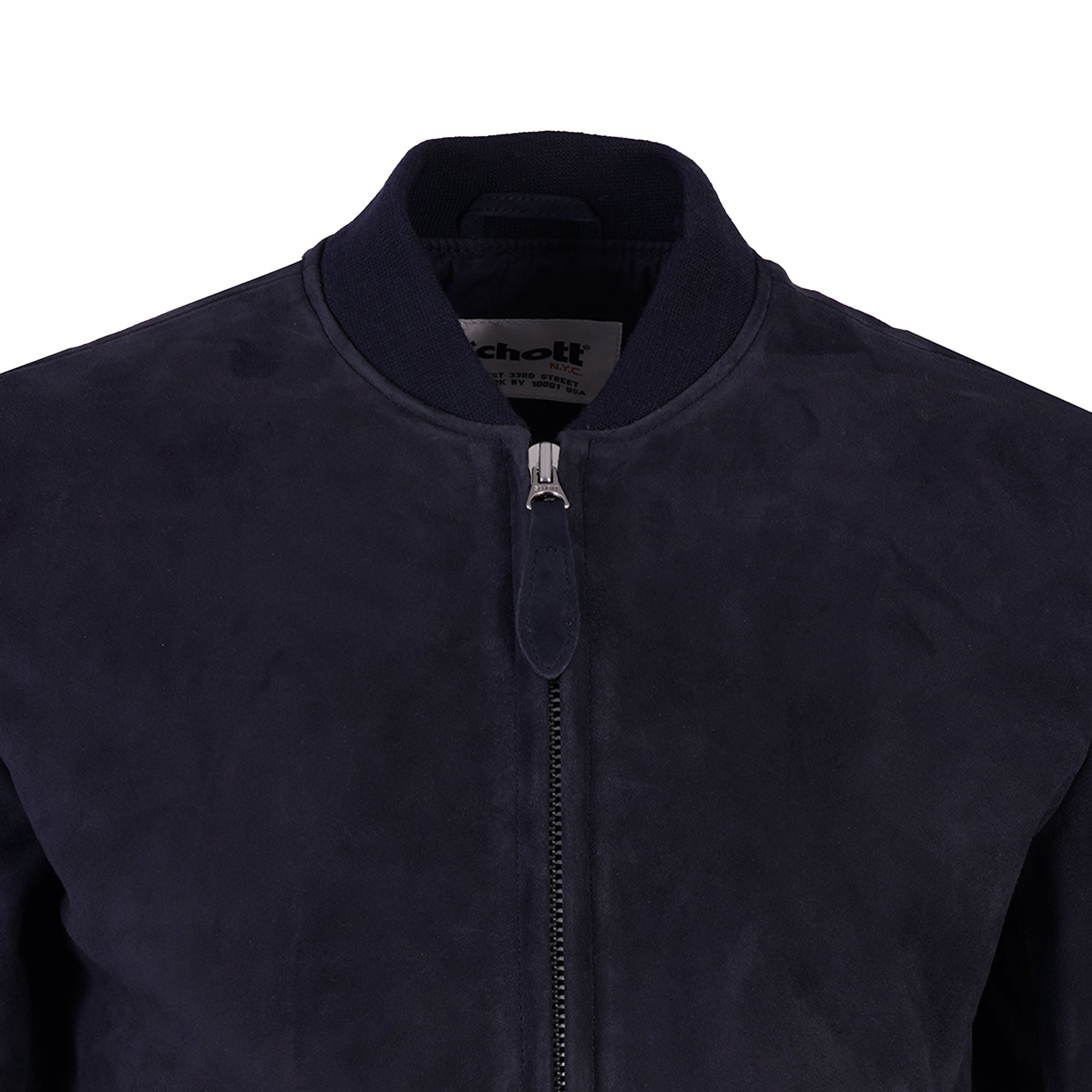 Suede Bomber Jacket - Navy