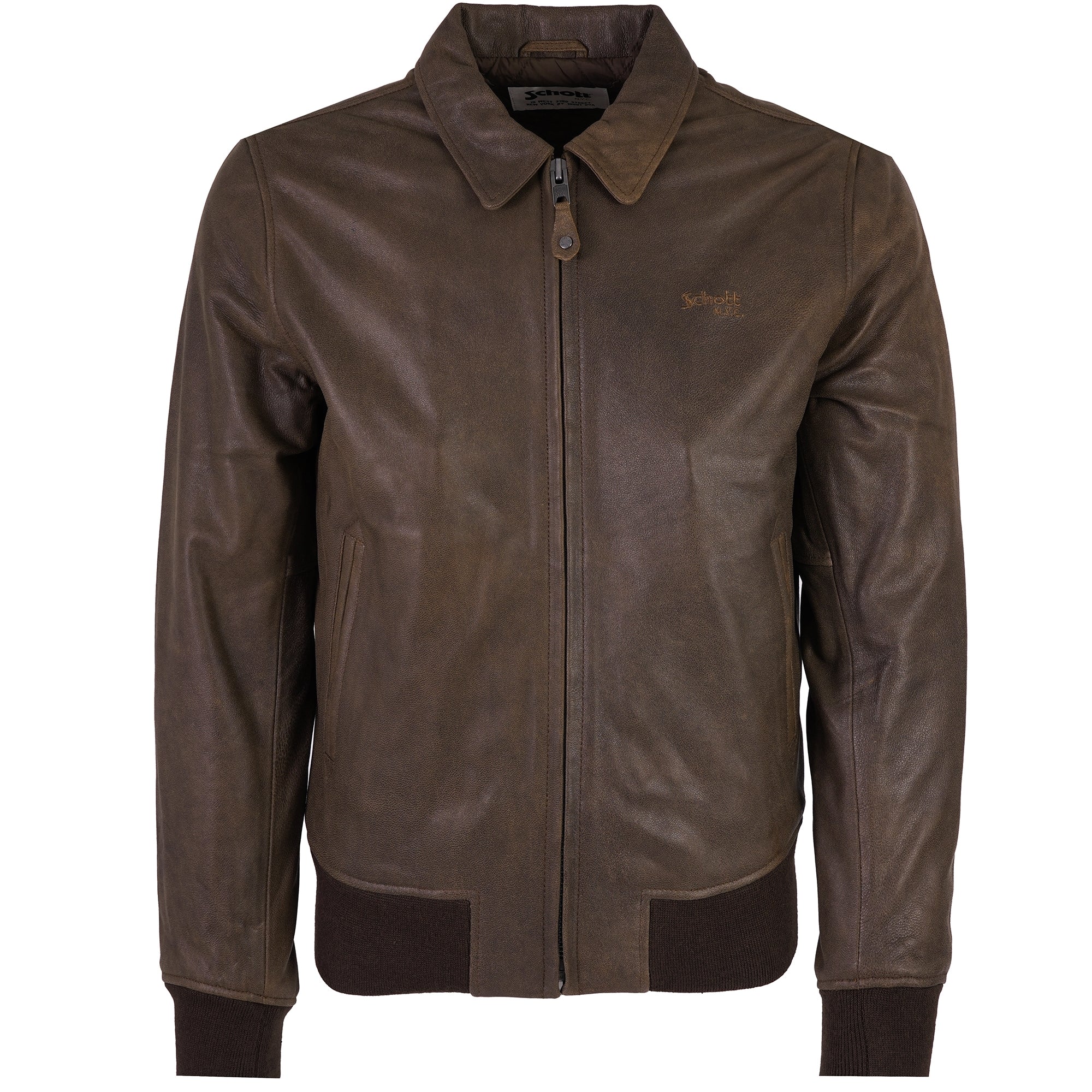 Schott NYC Leather Jacket - Dark Brown LC5100VT-DB – Stuarts London