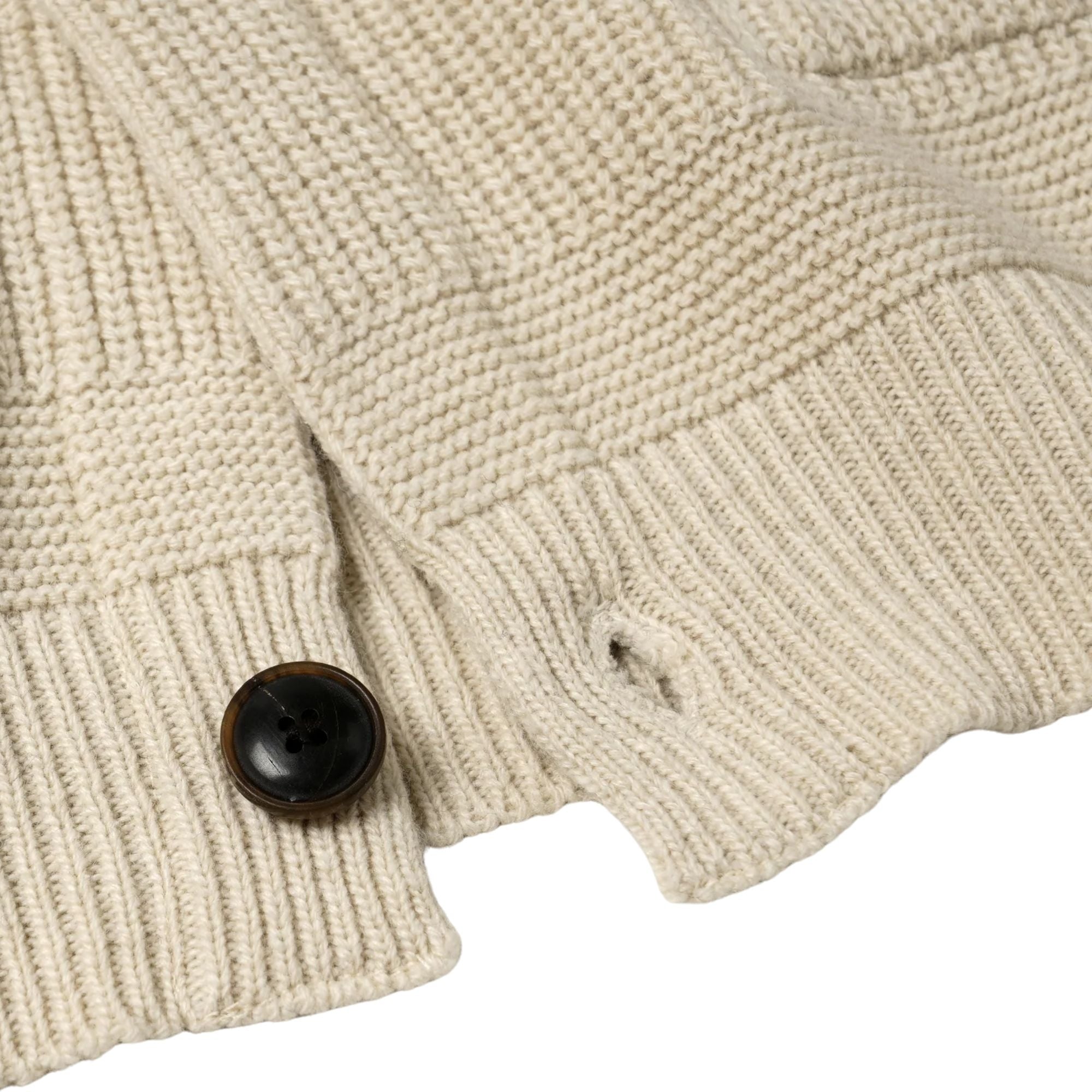 FrizmWORKS Heavy Wool Round Cardigan - Cream