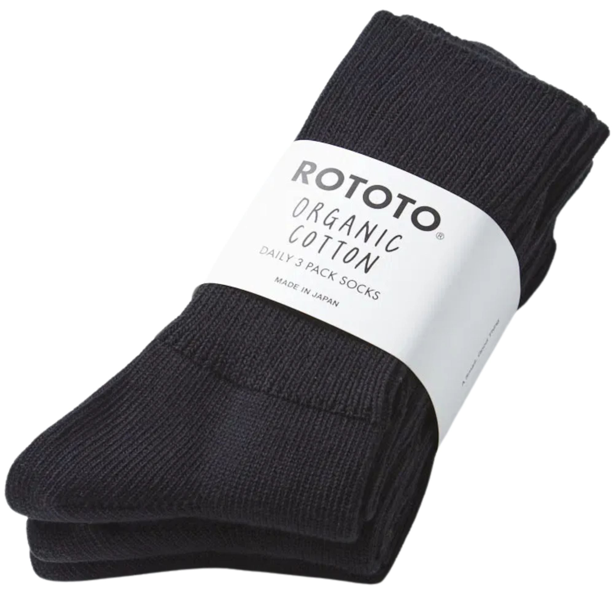 Daily 3 Pack Ribbed Crew Socks - Black