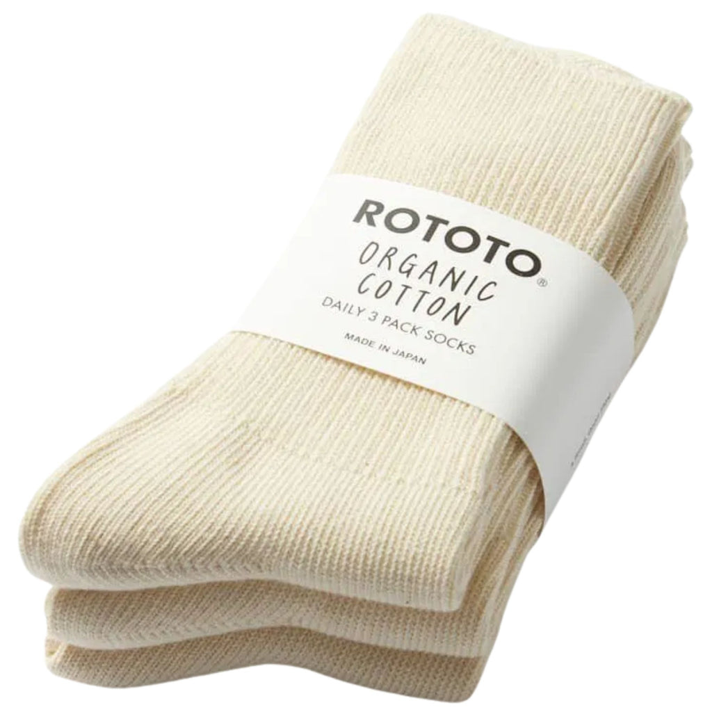 Daily 3 Pack Ribbed Crew Socks - Ivory