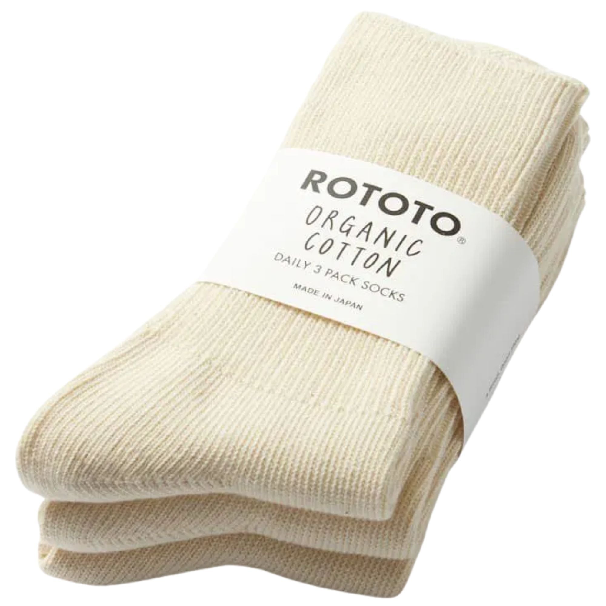 Daily 3 Pack Ribbed Crew Socks - Ivory