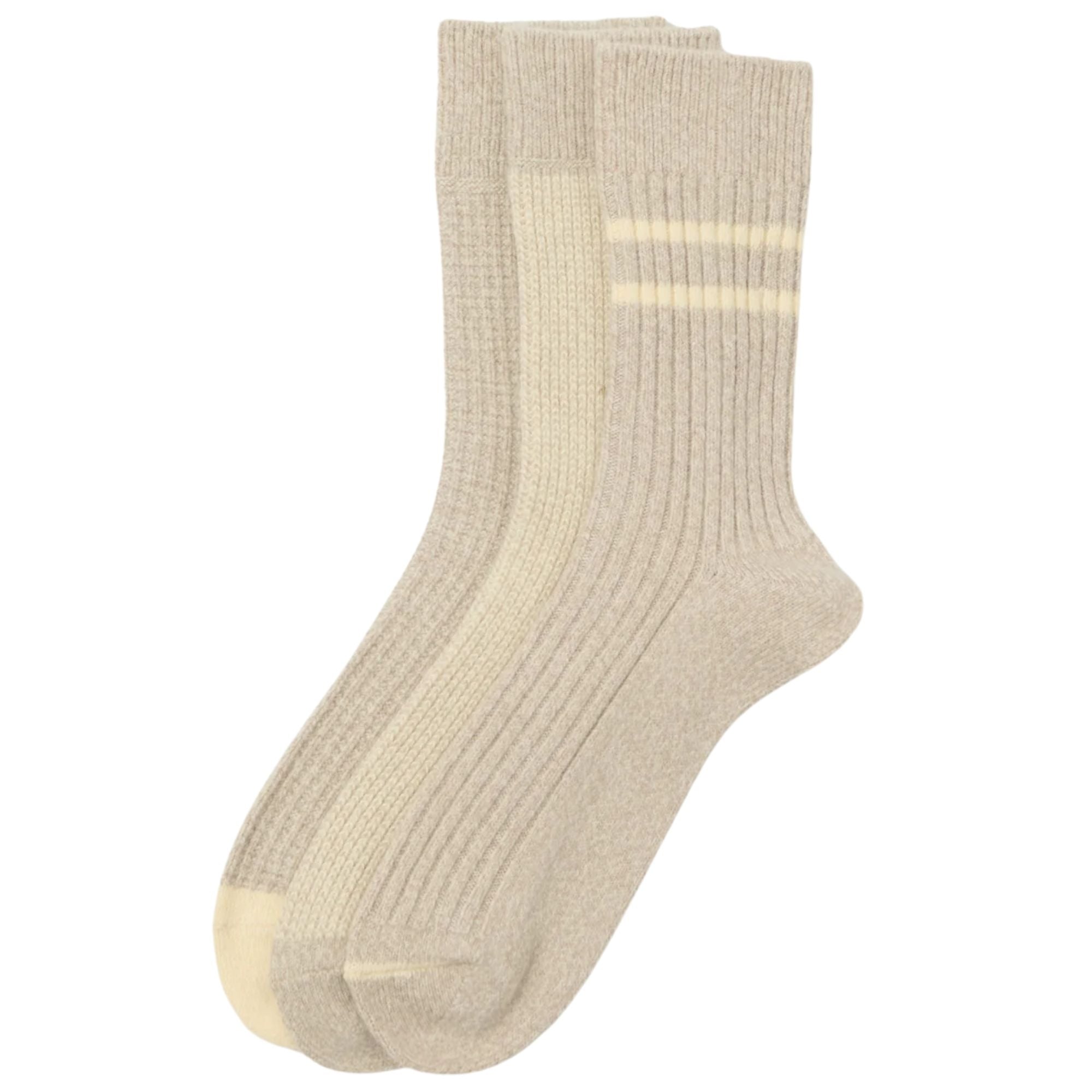 Daily 3 Pack Socks - Grey/Off White