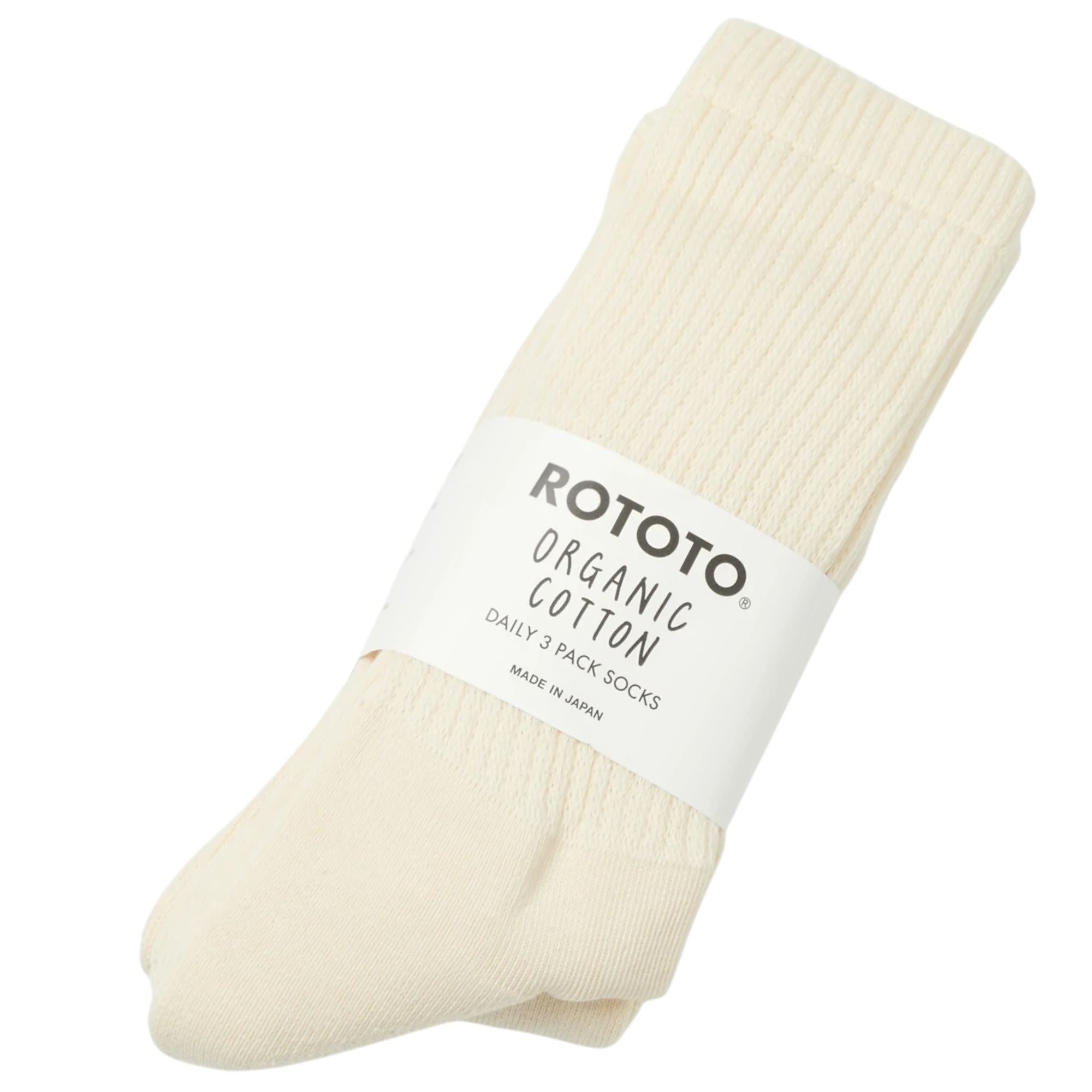 Daily 3 Pack Crew Socks - Ecru