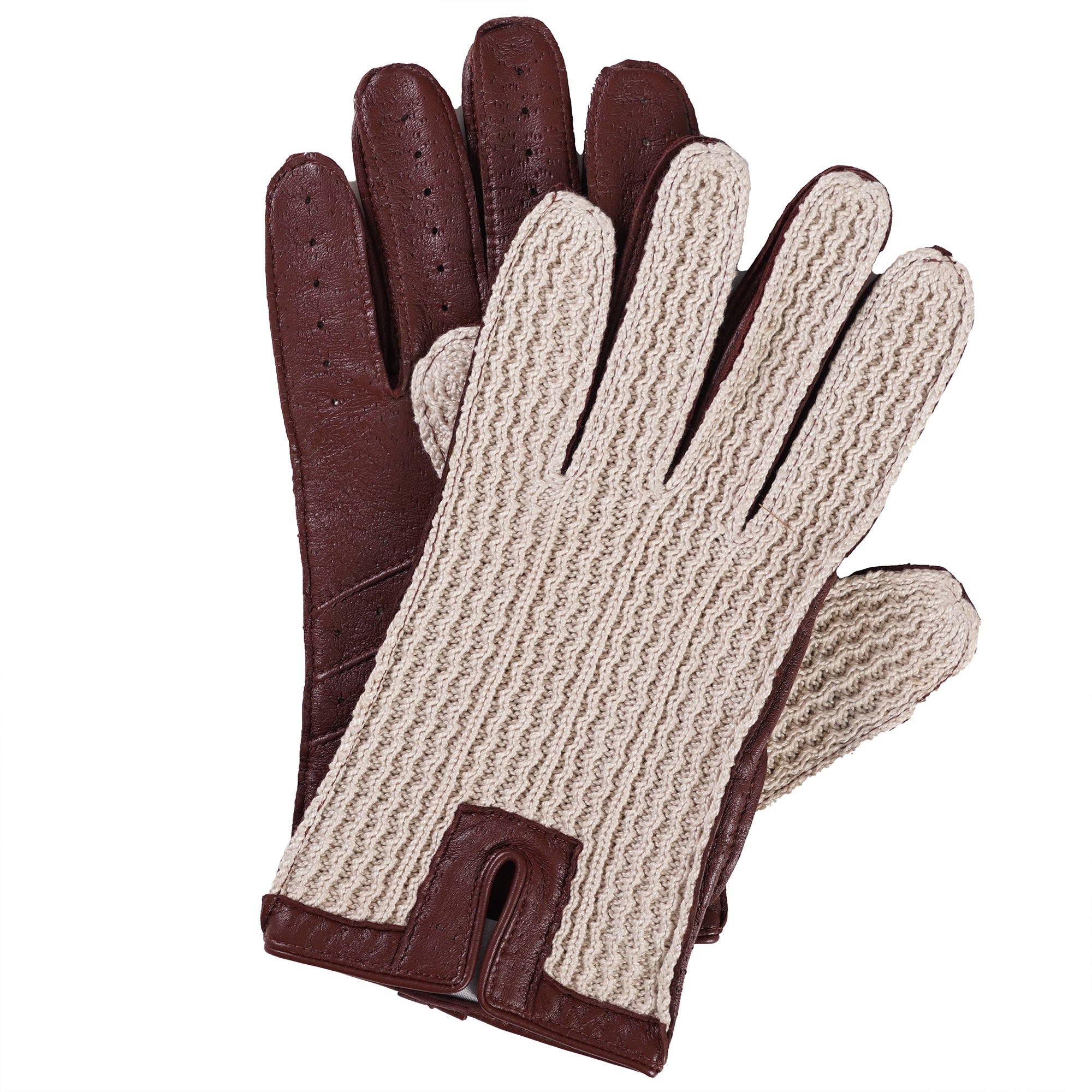Crochet Driving Gloves - English Tan