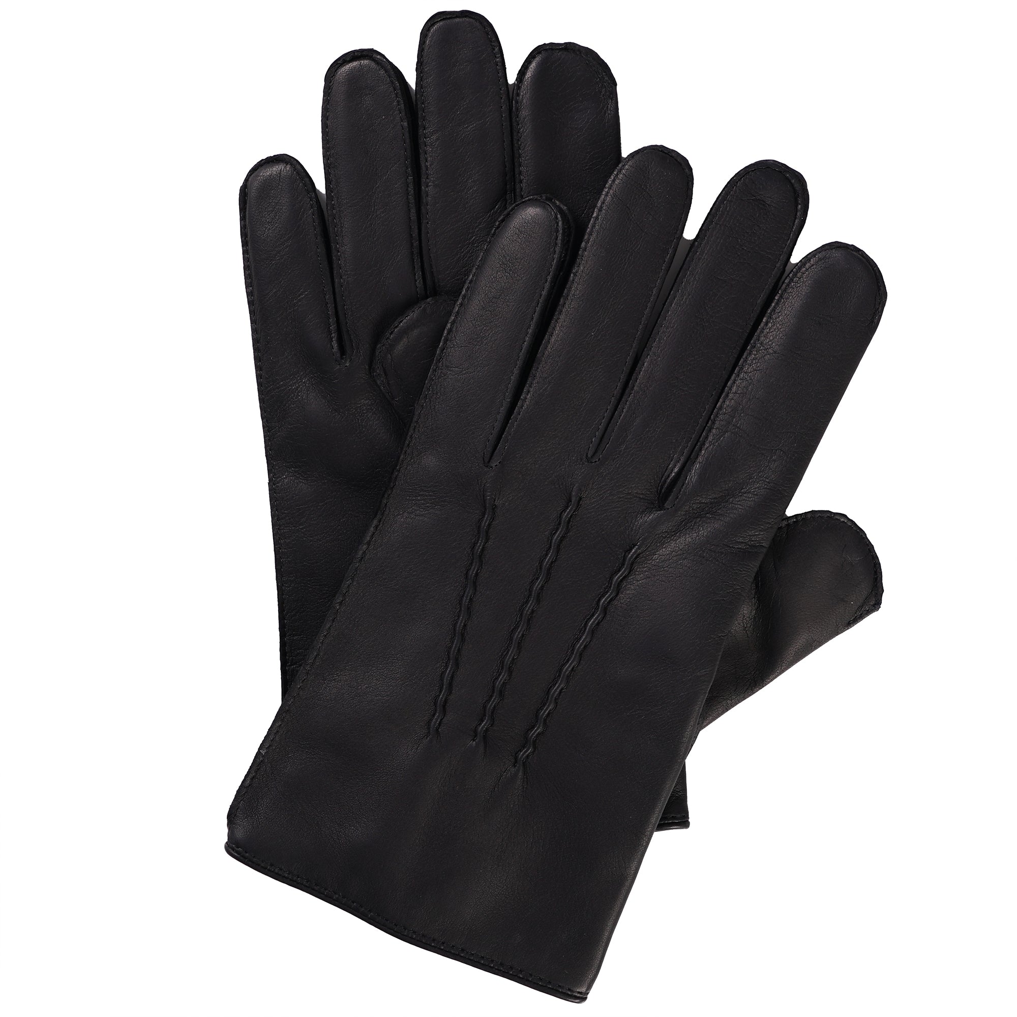 Burford Cashmere-Lined Leather Gloves - Black