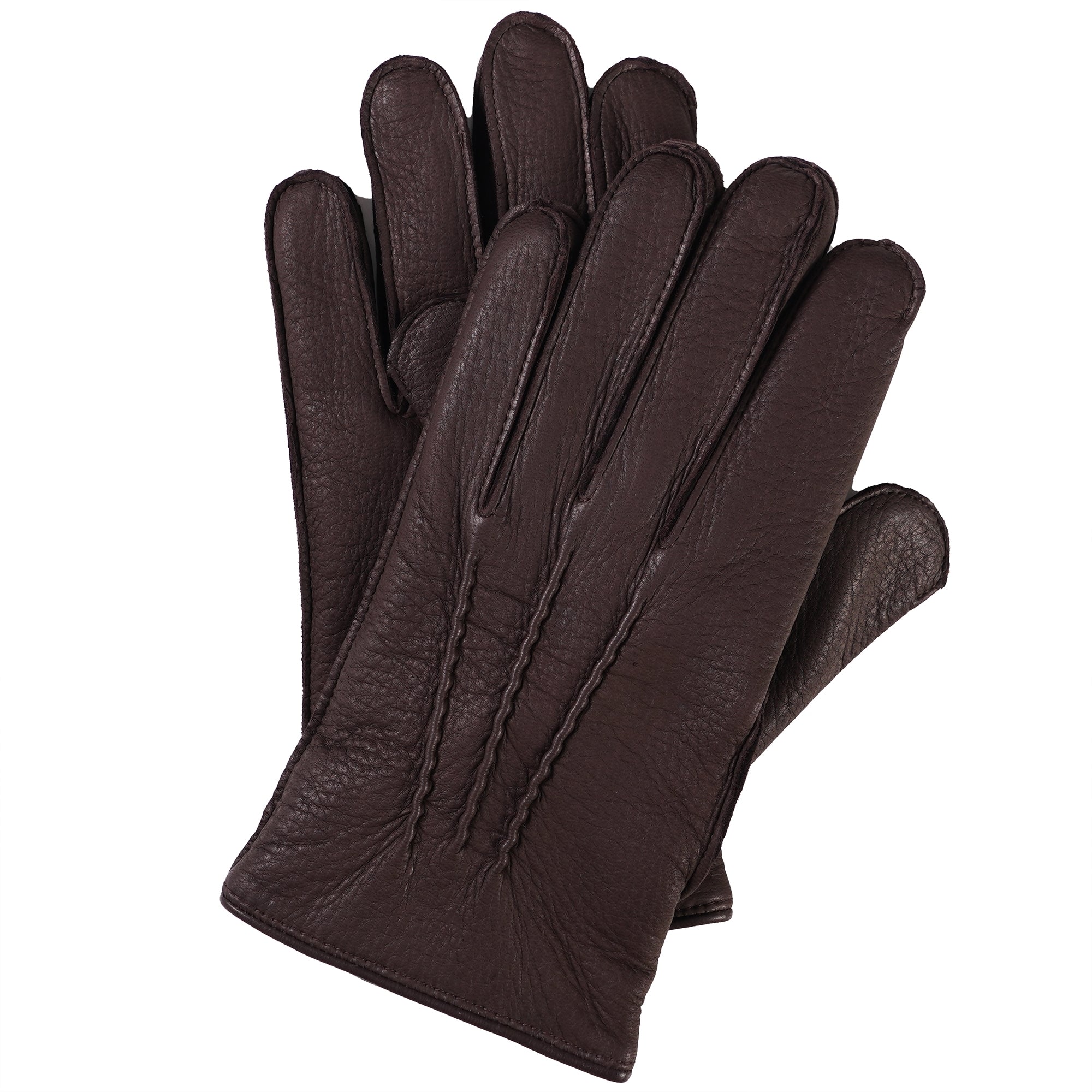 Cashmere-Lined Deerskin Leather Gloves - Bark