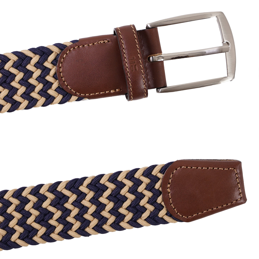 Woven Belt - Navy/Beige