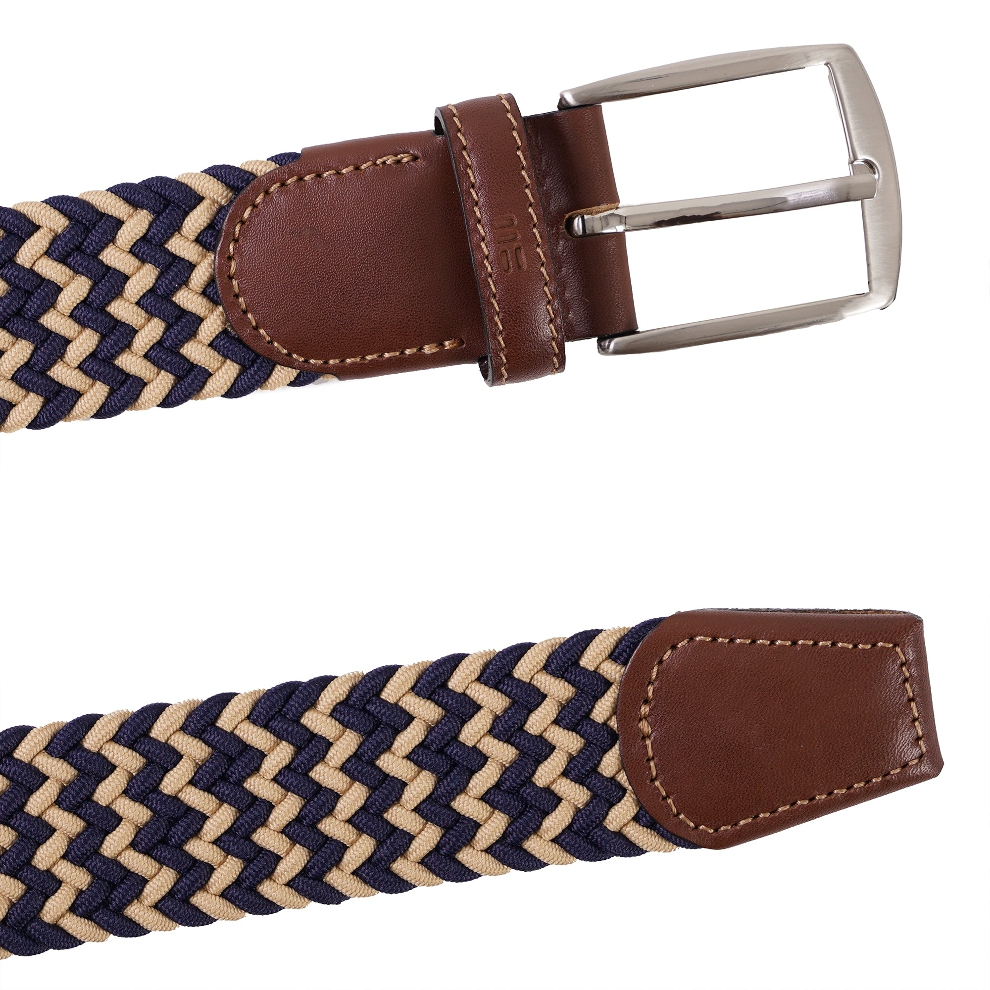 Woven Belt - Navy/Beige