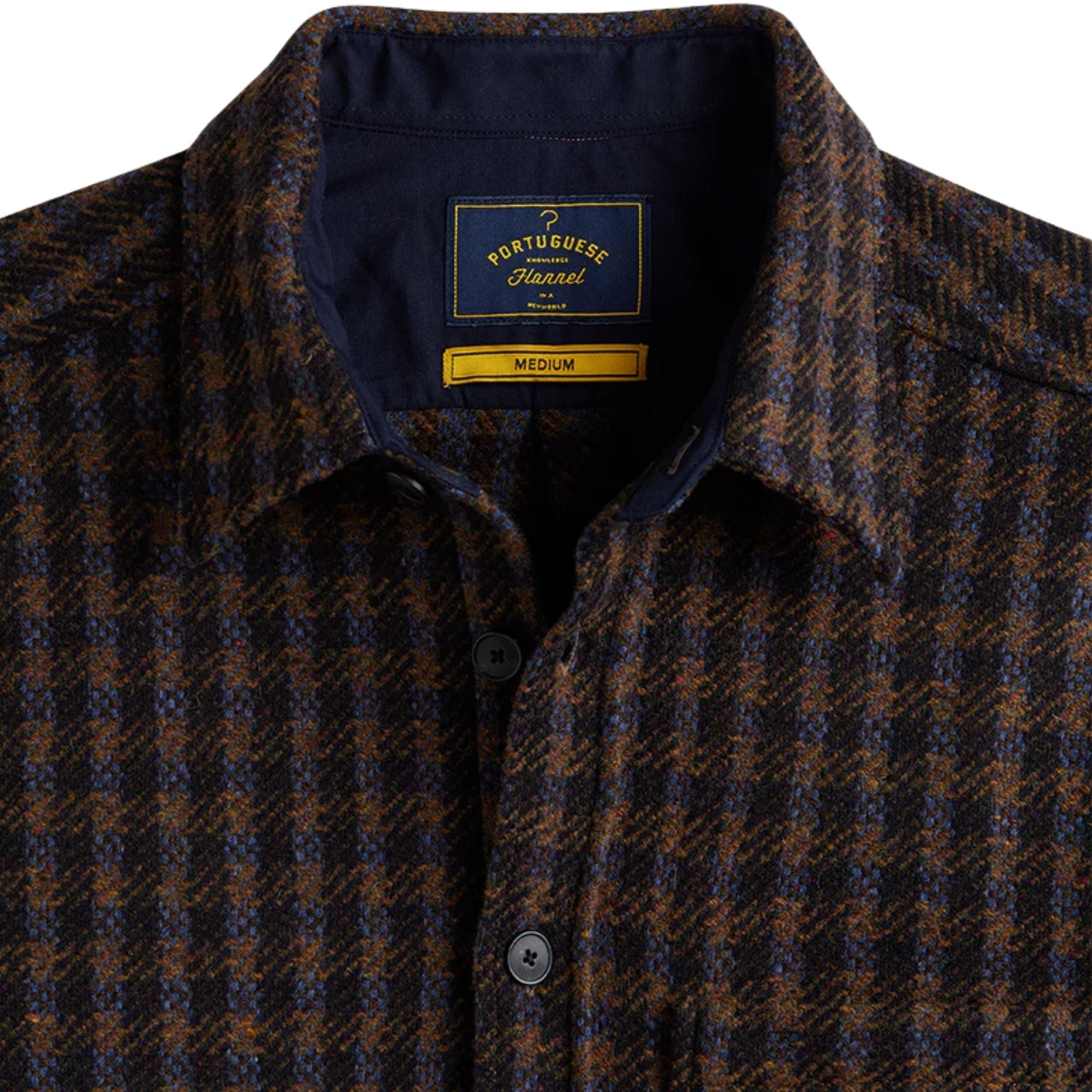 Portuguese Flannel Merino Tweed Overshirt - Navy