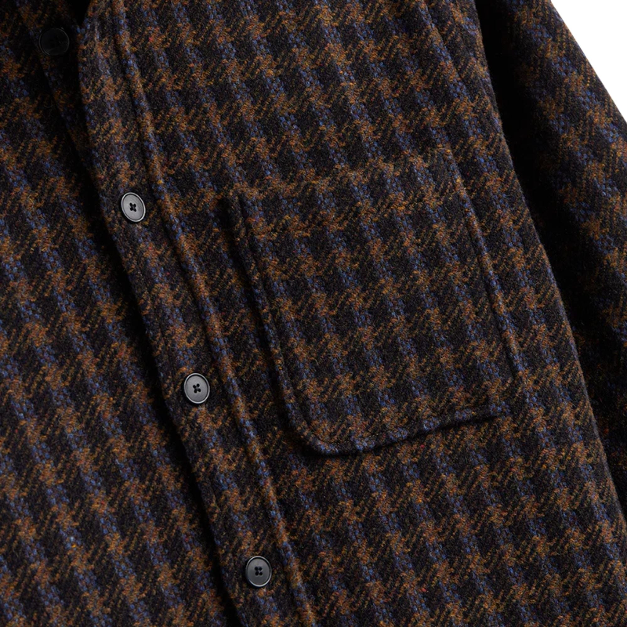 Portuguese Flannel Merino Tweed Overshirt - Navy