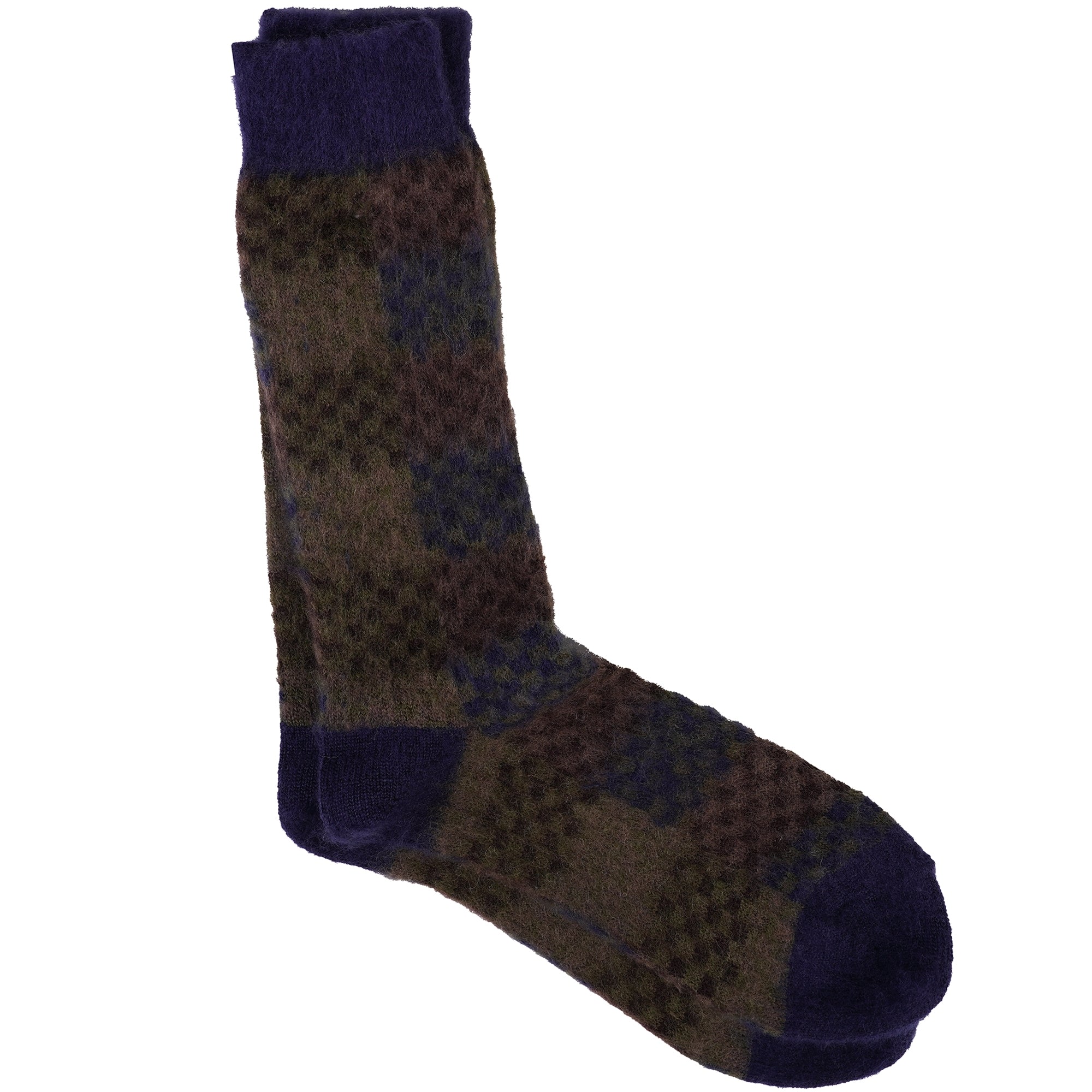 Napping Checker Crew Socks - Navy