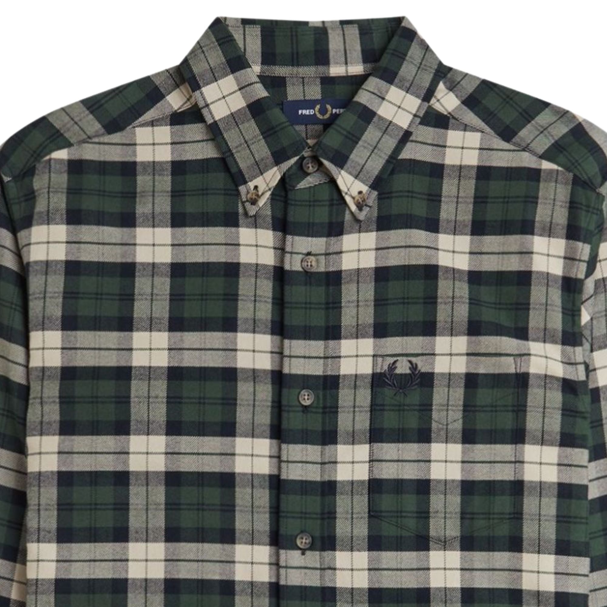 Fred Perry Brushed Twill Tartan Shirt - Court Green – Stuarts London