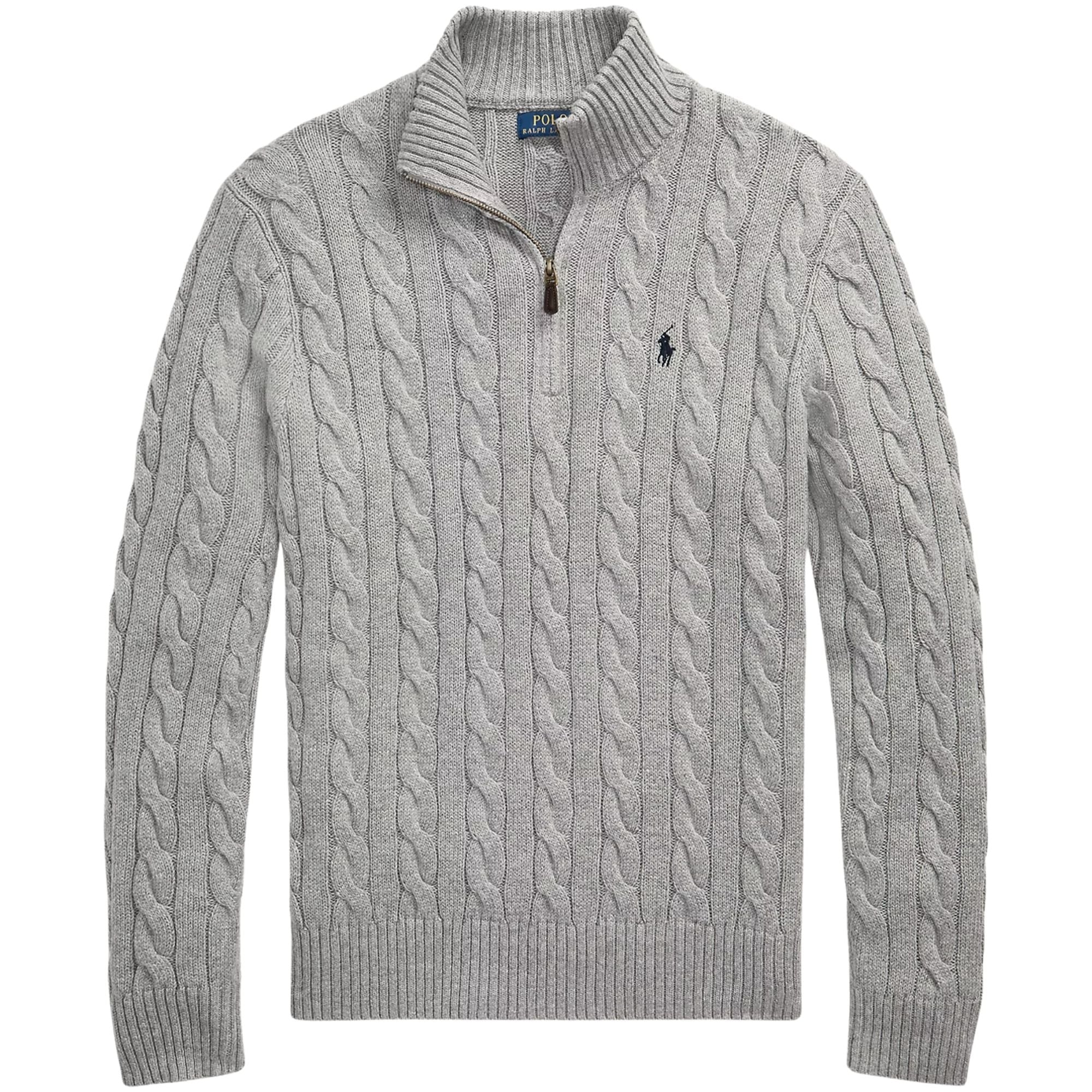Cable-Knit Quarter-Zip Jumper - Grey