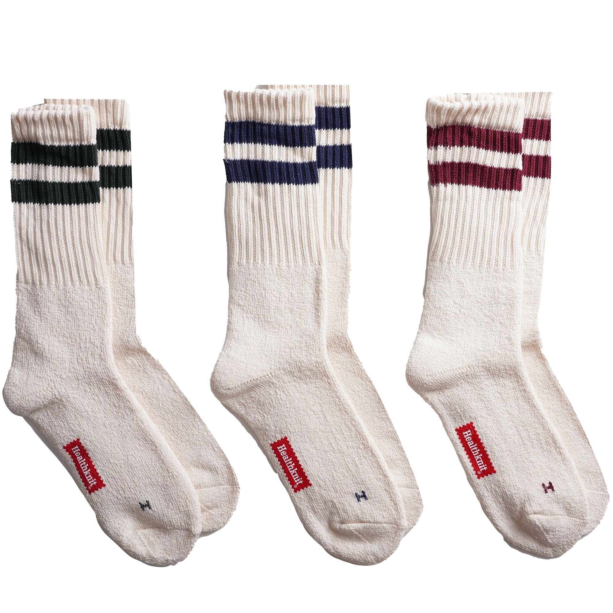 Healthknit 3 Pack Striped Socks - Off White